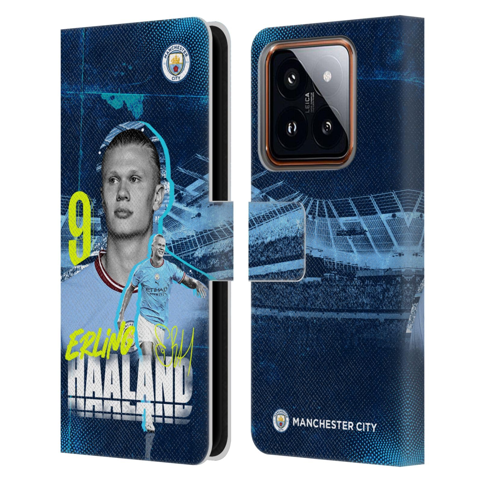 Head Case Designs Officially Licensed Manchester City Man City FC Erling Haaland 2022/23 First Team Leather Book Wallet Case Cover Compatible with Xiaomi 14