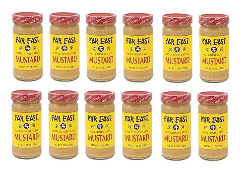 Mostaza china caliente, doce frascos de 7.25 onzas de mostaza picante china (paquete de 12)