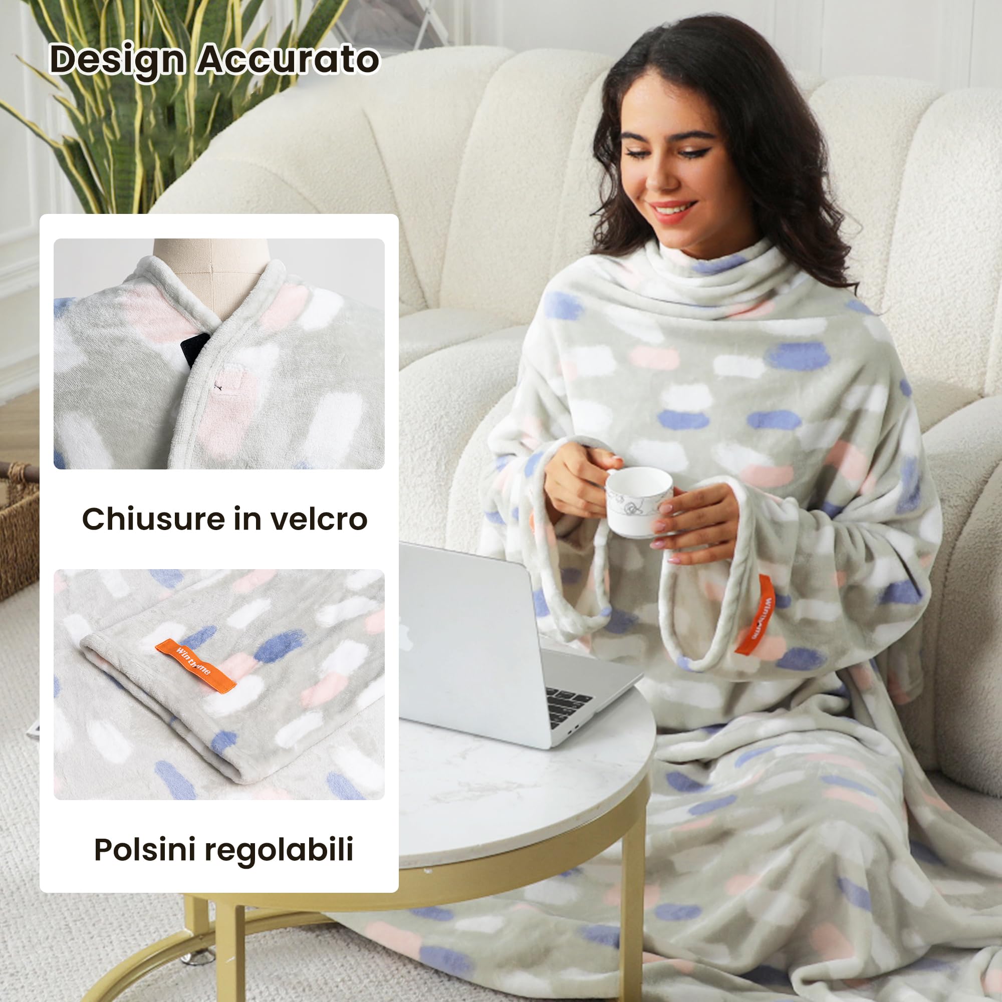 Winthome Coperta Peluche Morbida - Plaid 150x200cm Grigio Scuro