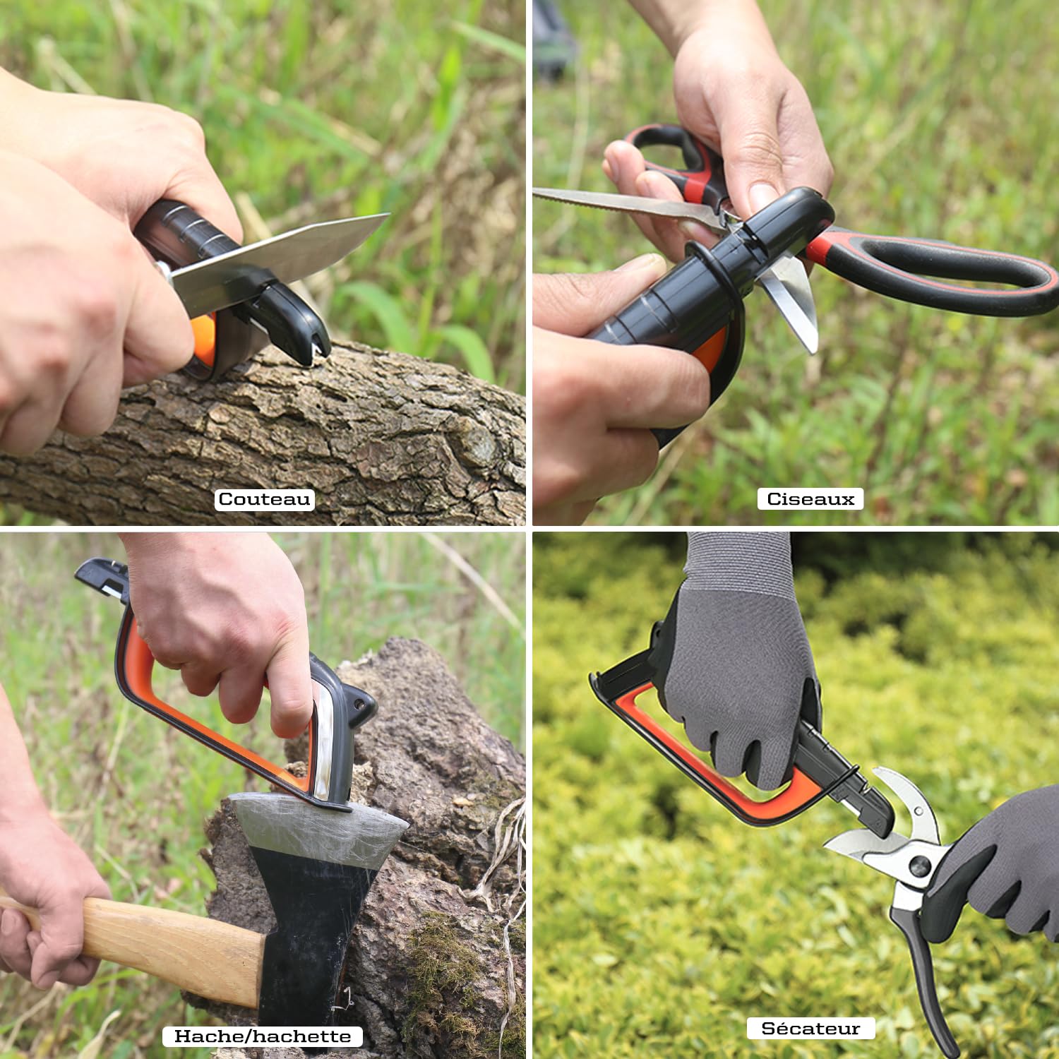 SHARPAL 103N Multiple Affûteur couteaux, Affûtage pour Lame de Tondeuse à Gazon, Hache, Machette, Cisaille, Sécateur |Affûteur pour Outil de Jardin|