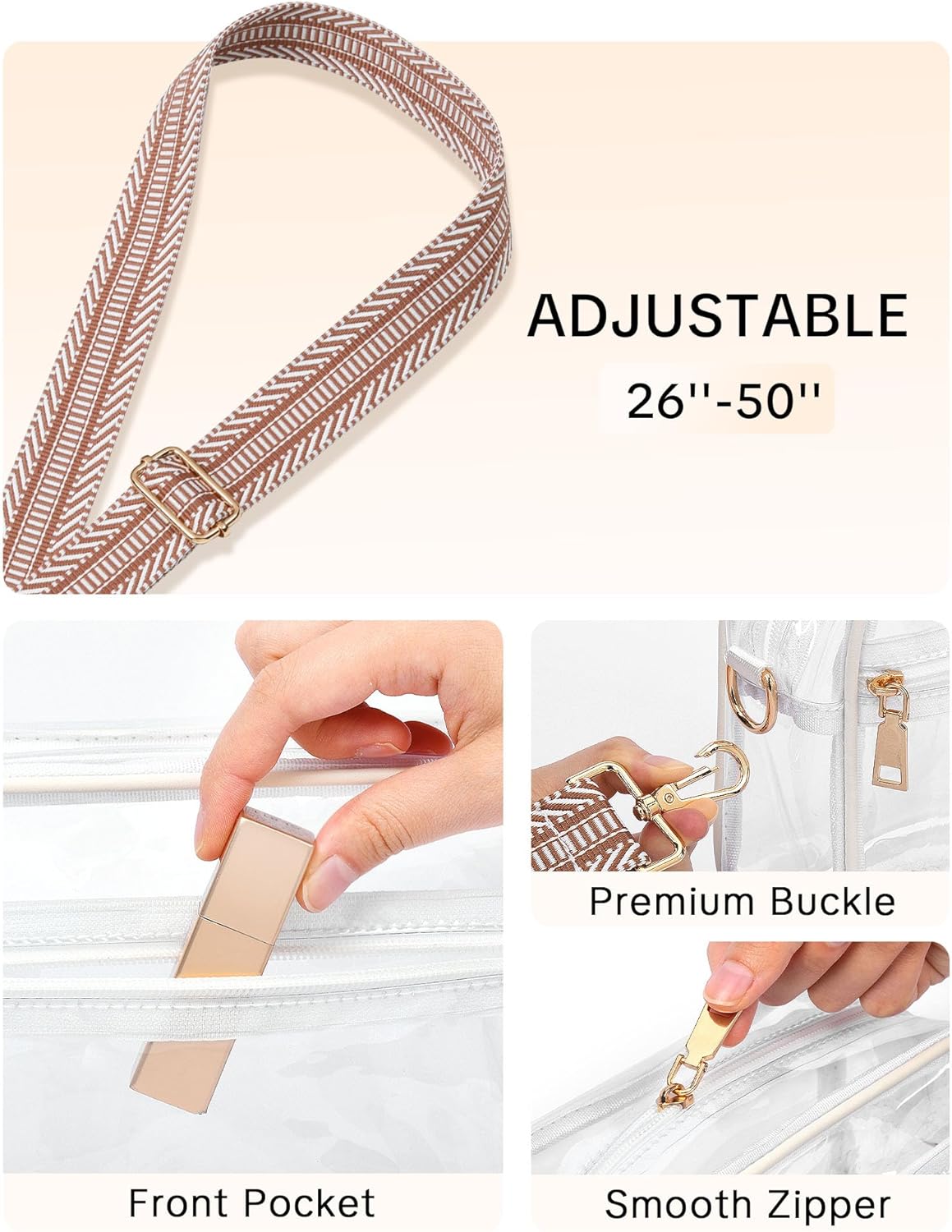 Clear Crossbody Bag Stadium Approved, Clear Purses for Women, Small Stadium Bag for Events Concerts Sports Fans - Image 4