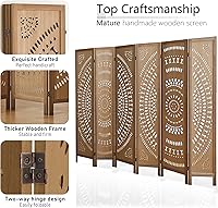 Vista 13 de Panel divisor de habitación de 4 paneles, pared divisora de habitación de 5.6 pies de alto y pantalla de privacidad plegable, panel divisor de pared