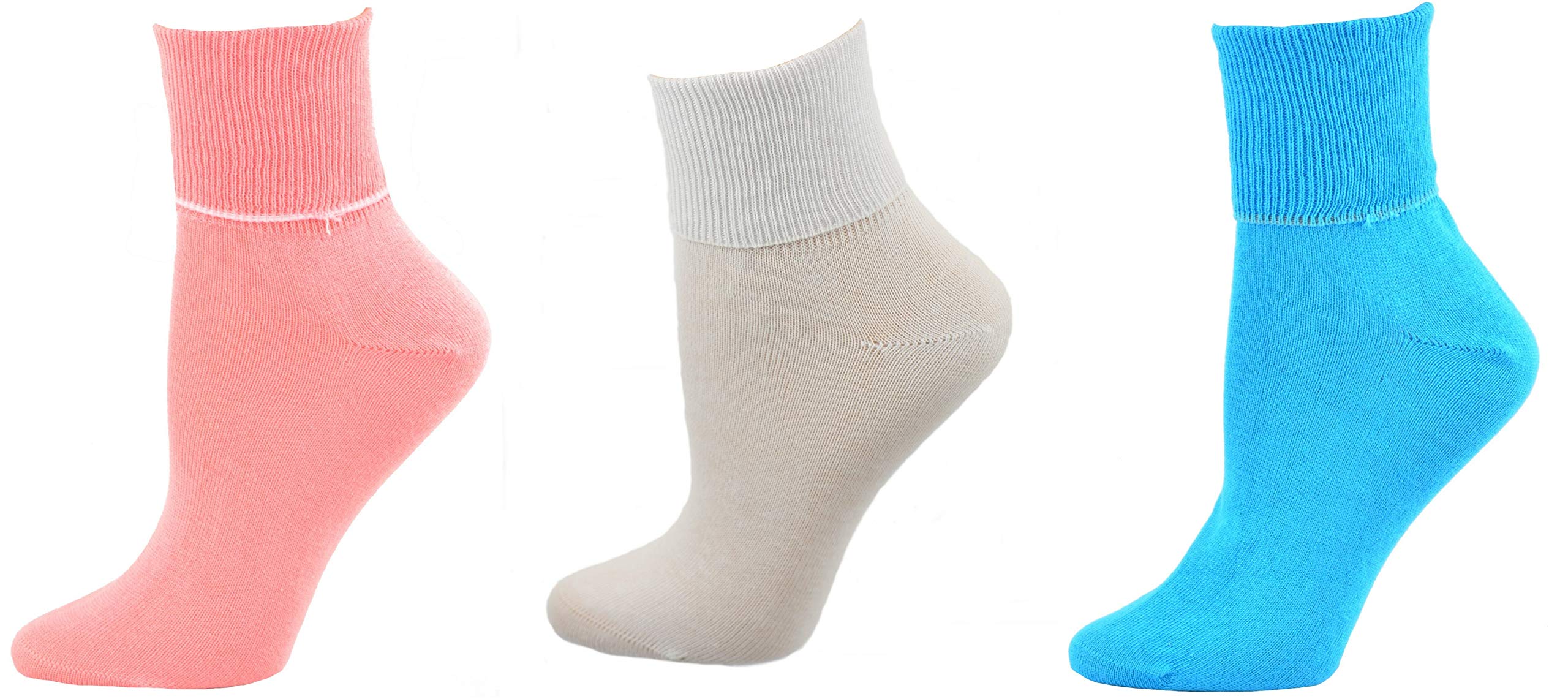 Sierra Socks Women's Cotton Diabetic Ankle Socks, 3 Pair