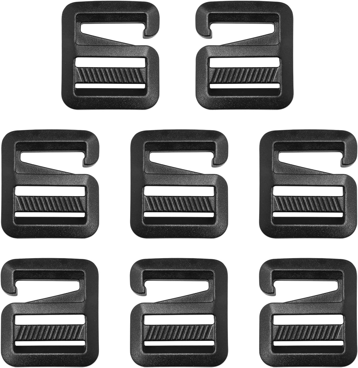 G-Hook 8PCS 4Pairs Black Wave Buckles Backpack Strap Belt Hardware Carabiners Outdoor Webbing Buckle Clips Adjustable Buckles for Backpack Luggage Strap Webbing (4 Left + 4 Right)