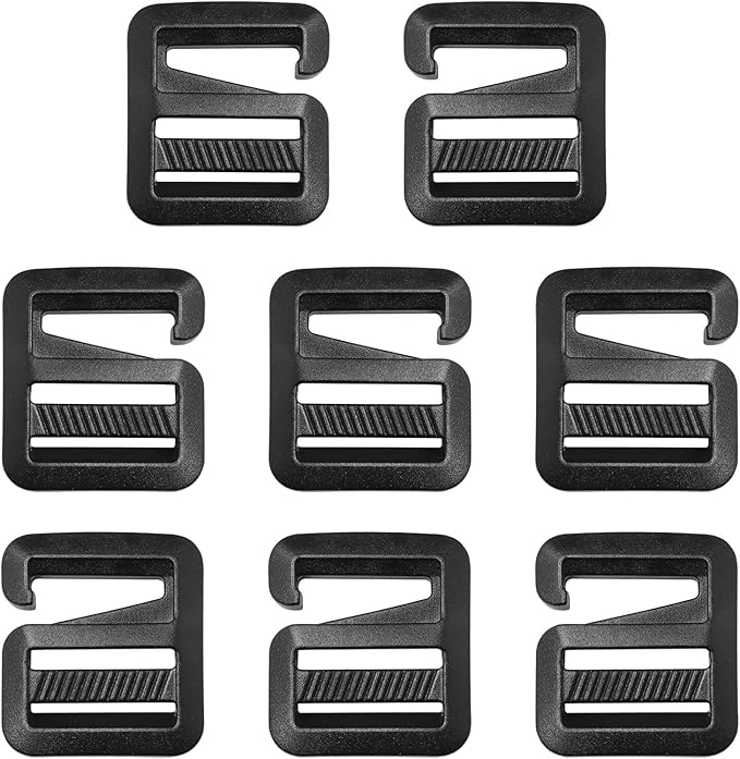 LUORNG G Hook 8PCS 4Pairs Black GHook Wave Buckles Backpack Strap Belt Hardware