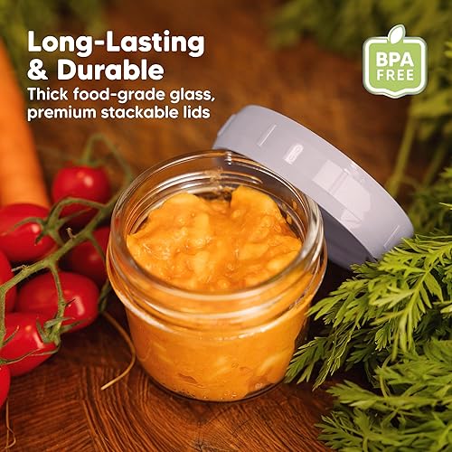 Miniatura 4 de KeaBabies Paquete de 12 recipientes de vidrio de 4 onzas para alimentos para bebés, a prueba de fugas, pequeños frascos de vidrio para bebés con
