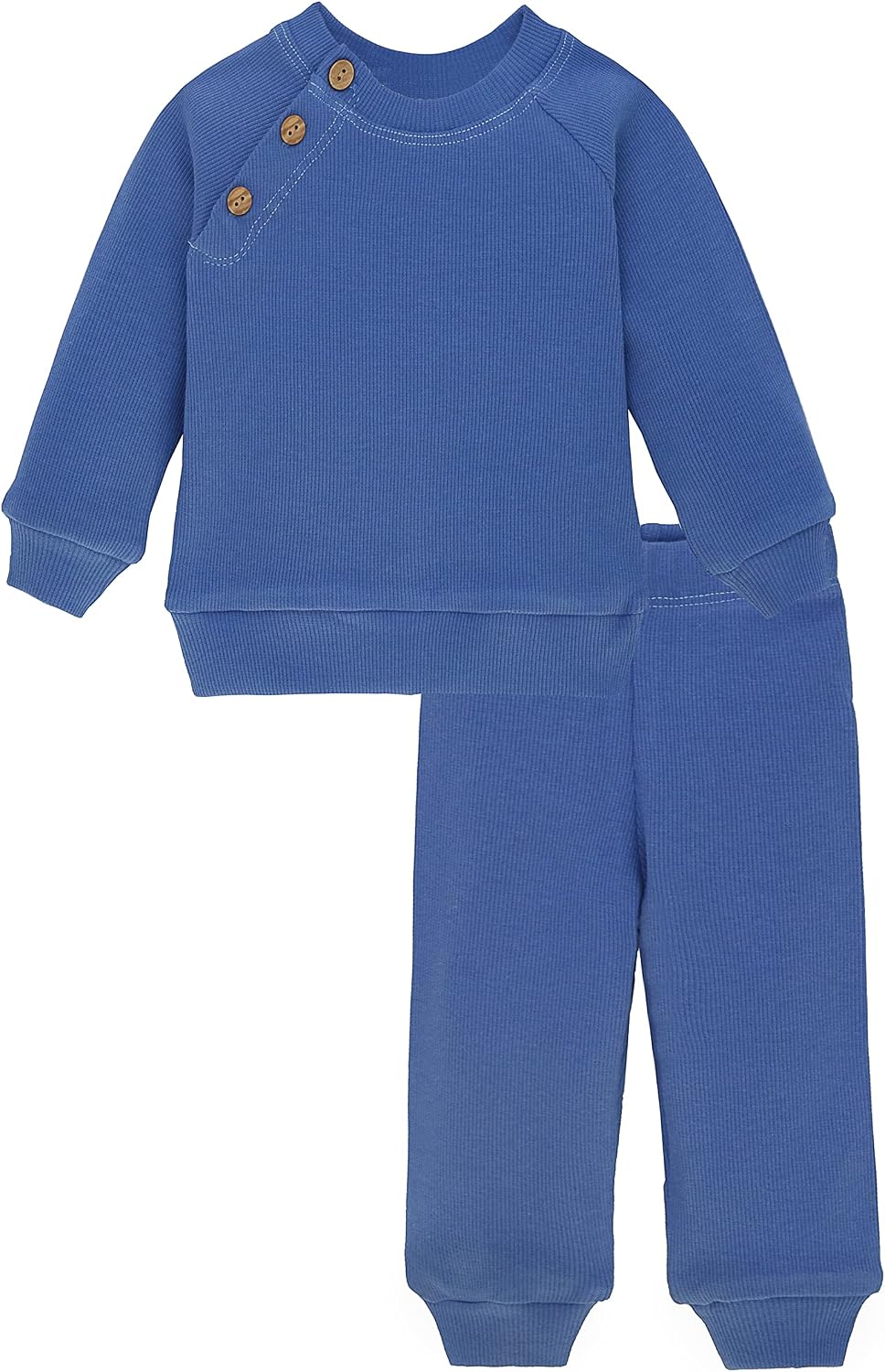 Lilax Baby Boy Outfit Pant Set, Solid Ribbed Knit Toddler Pullover Sweater & Pants Set