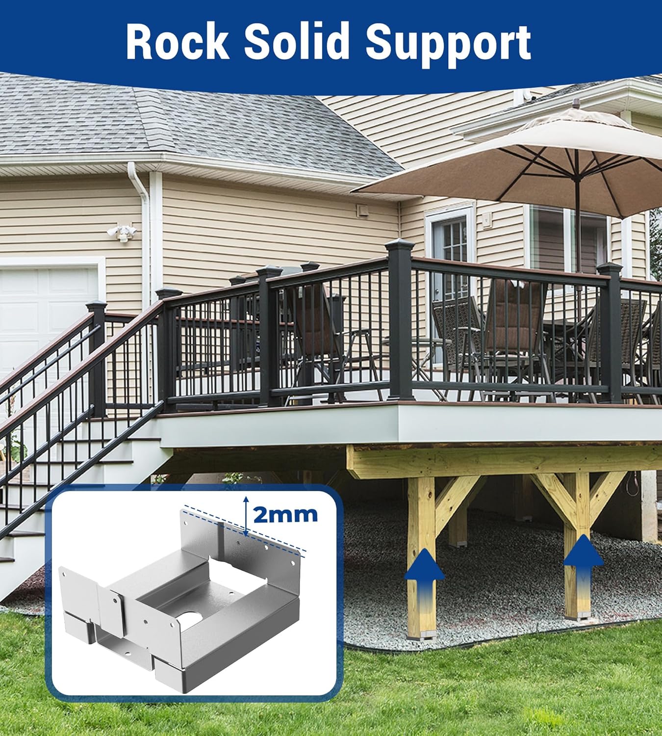 16 PCS Heavy-Duty 6x6 Galvanized Post Bases for Decks, Patios, Pergolas – Adjustable Concrete Anchors with 1" Standoff – Corrosion-Resistant & Easy Installation