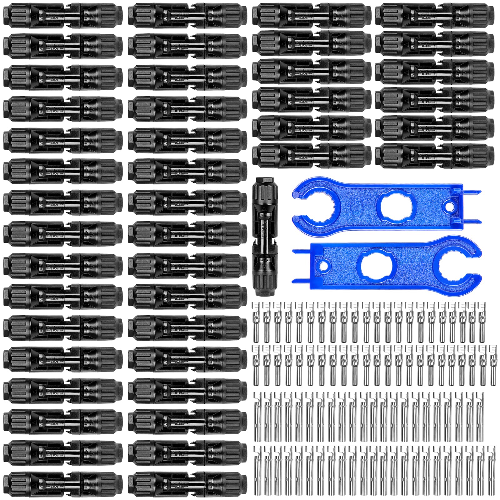 Solarstecker Set 45 Paar Photovoltaik Solar Stecker Outdoor IP67 Wasserdicht Solarpanel Stecker Solar Kabelstecker Anschlüsse Verbinder Steckverbinder Männlich/Weiblich für 2.5/4/6mm² Kabel
