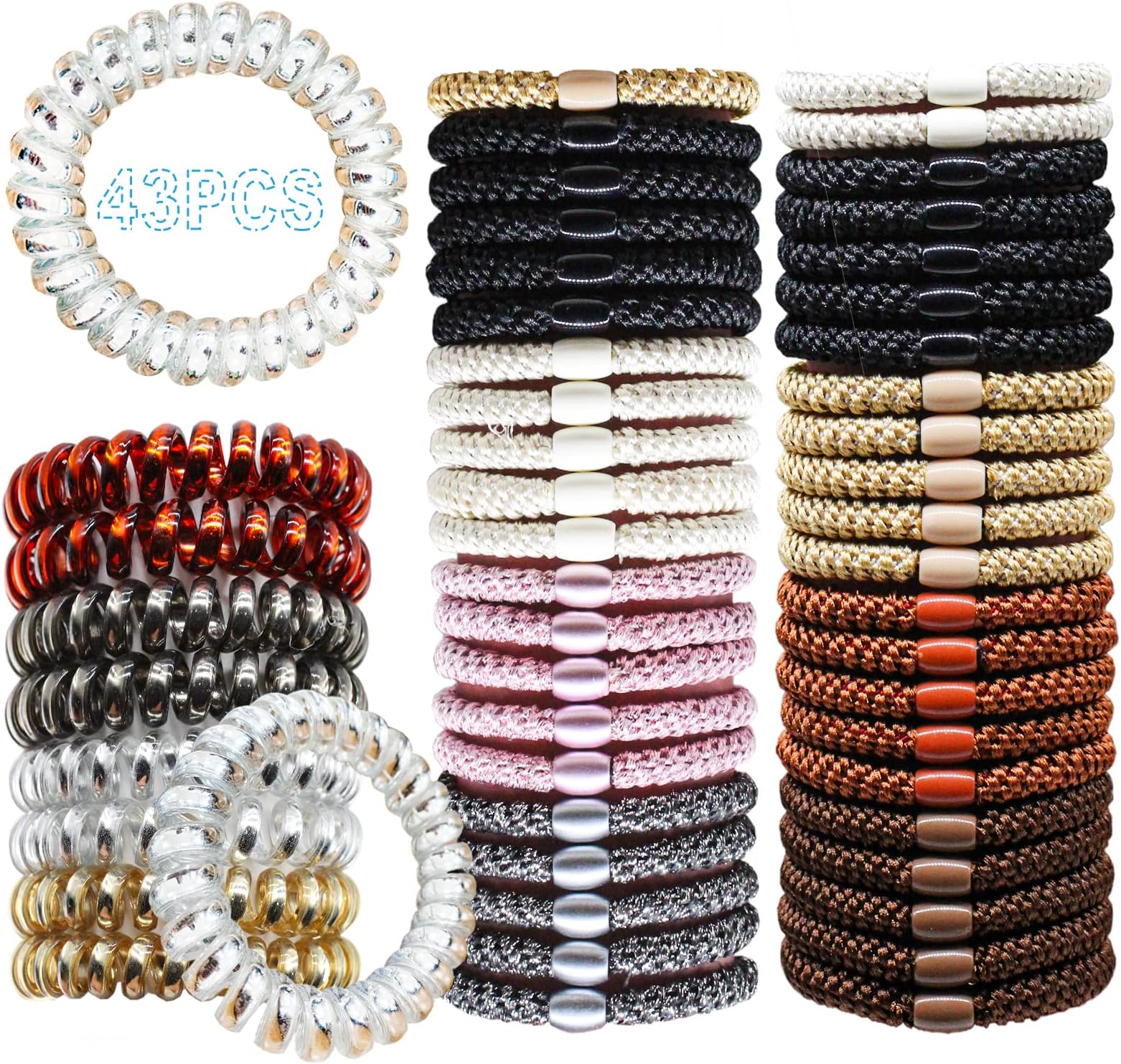 43PCS Elastic Hair Ties
