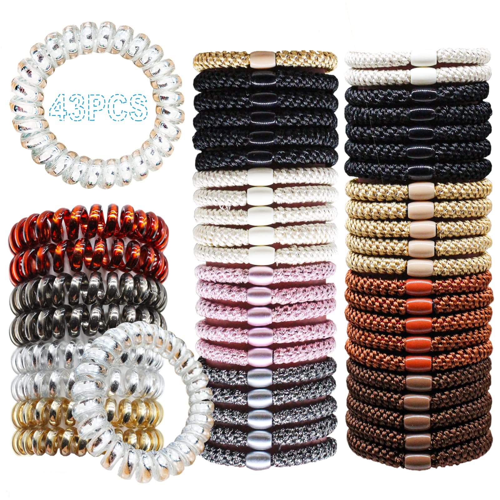 43PCS Elastic Hair Ties
