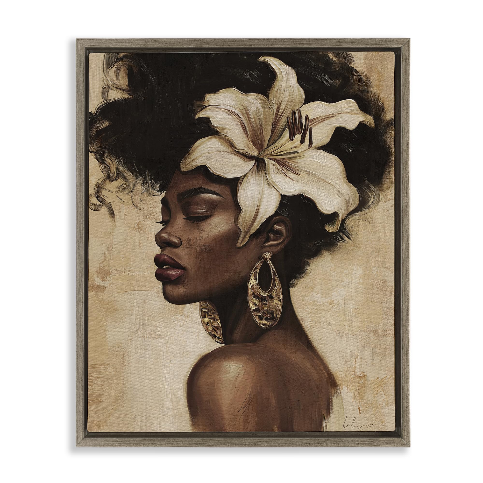 Stupell Industries Montalcino Elm (Textured) Nocturne In Ivory Floral Portrait, 16 X 20 Inch Canvas In Floater Frame