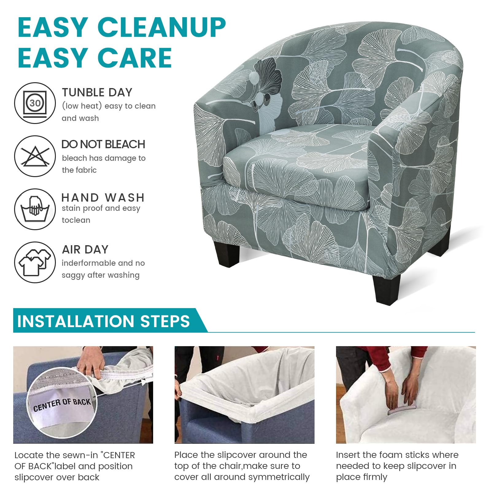 JIAN YA NA 2 Pezzi Coprisedia Wingback Elasticizzati In Tessuto Morbidissimo - Fodera Per Poltrona Con Protezione Totale - Adatto A Soggiorno, Camera Da Letto E Hotel - 4