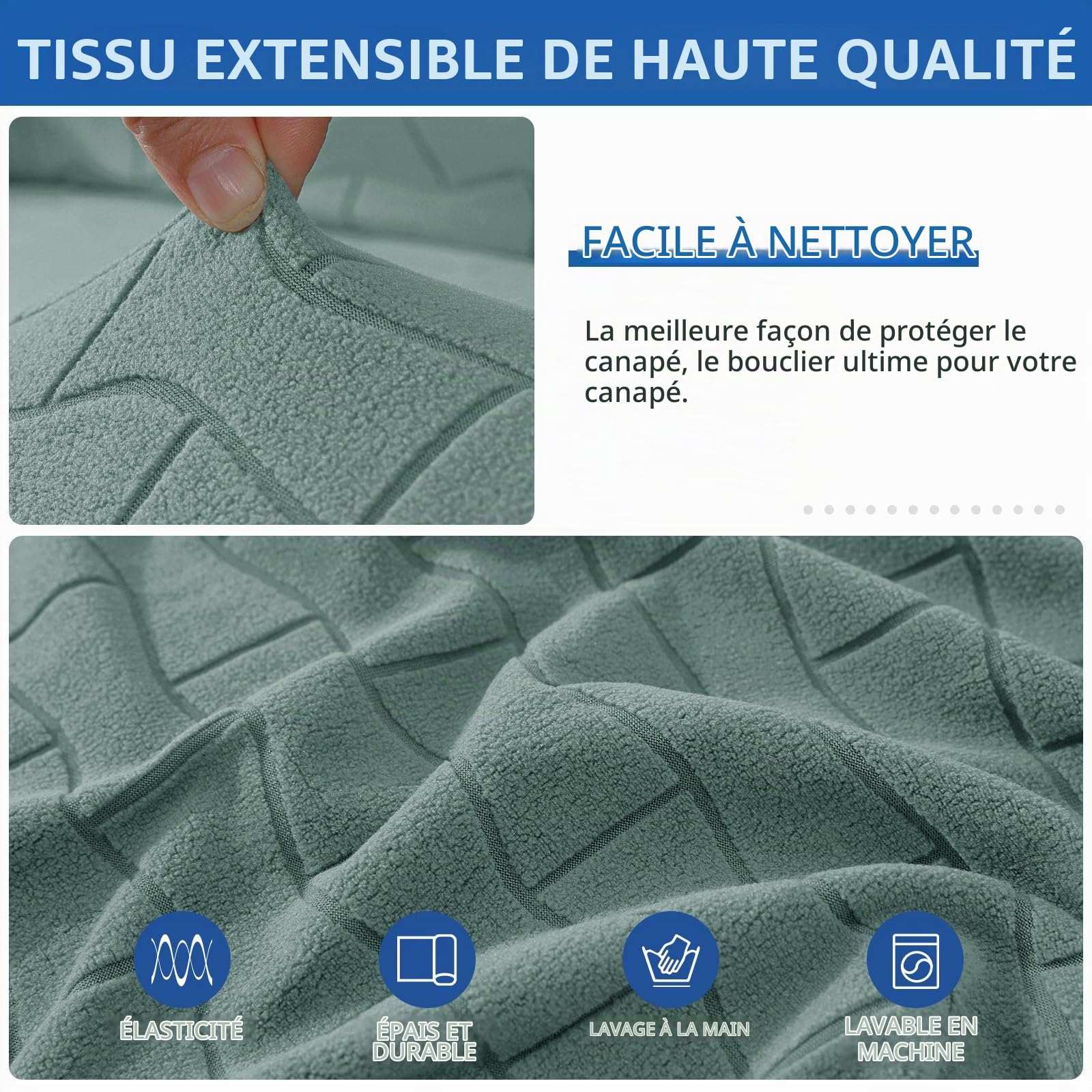 Ystyle Housse de Canape 3 Places avec Accoudoirs, Vert Sauge
