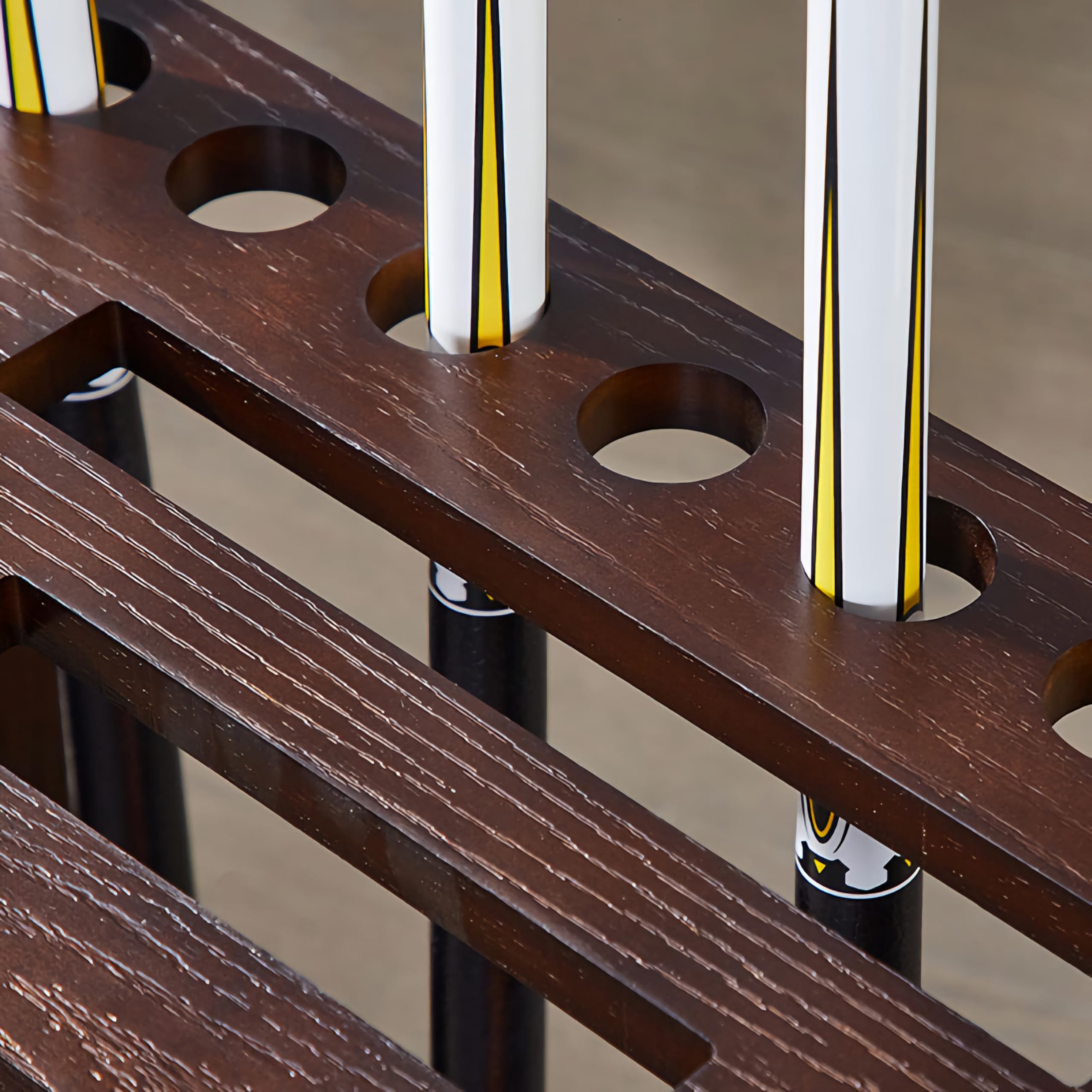 RUP Pool Cue Rack, Wooden 8-Cue Holder with Ball Storage, Drink Holders and Billiard & Snooker Cue Rack Stand (Accessories not included) 2