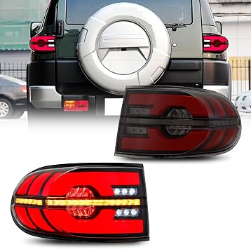 LED Tail Lights Assembly Compatible with Toyota FJ Cruiser 2007-2020 Start-up Animation Sequential Turn Signal Black Rear Lamps Accessory