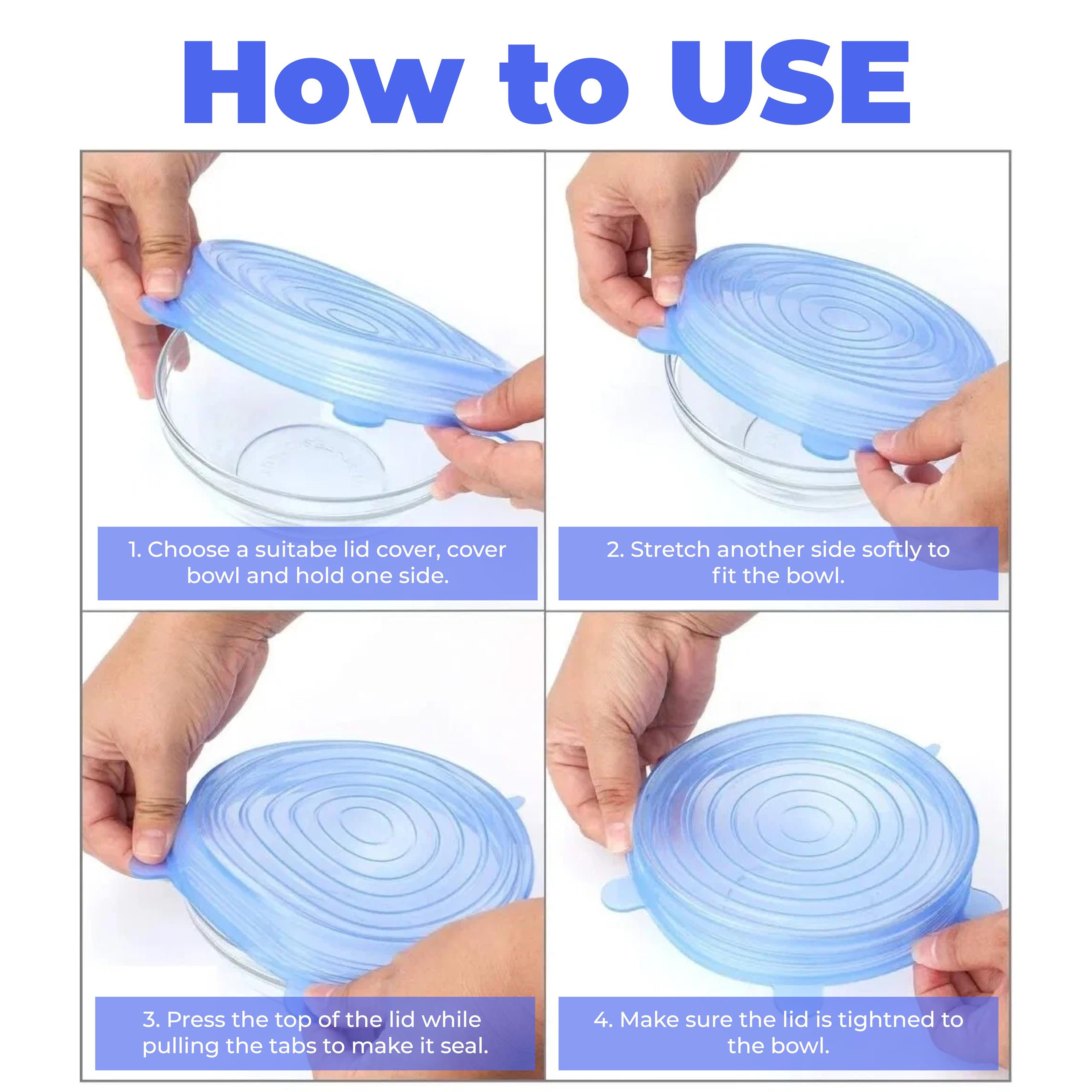 KOLIBROX 12pcs Reusable Silicone Stretch Lids - Eco-Friendly, Durable Food Storage Silicone Covers for Bowl - 6 Different Sizes to Meet Most Containers, Dishwasher & Freezer Safe Silicone Lids 3