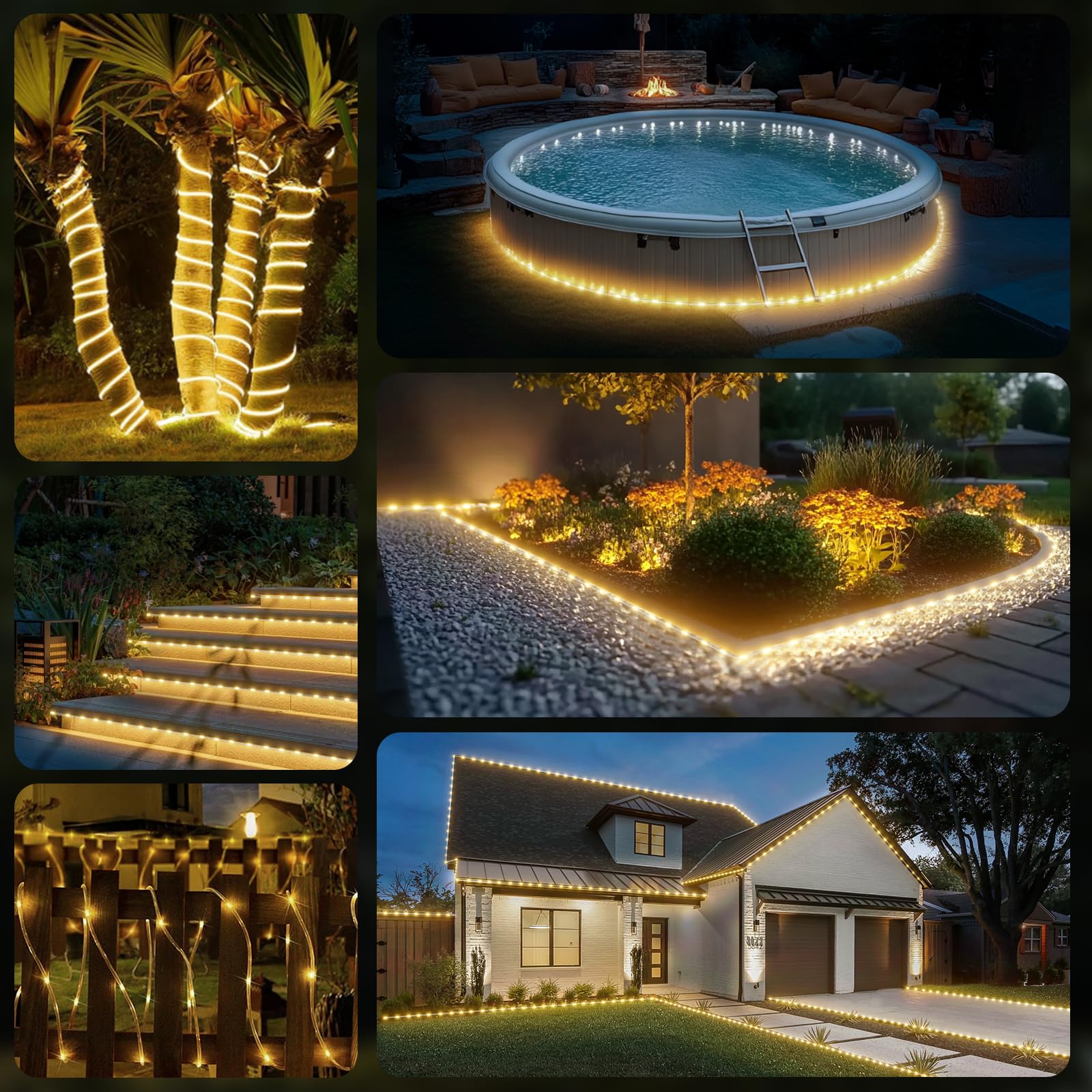 Guirlande lumineuse étanche à 720 LED de 30,5 m avec télécommande, 8 modes et 4 tubes lumineux pour Noël, chambre, terrasse, extérieur, jardin, décoration intérieure et extérieure
