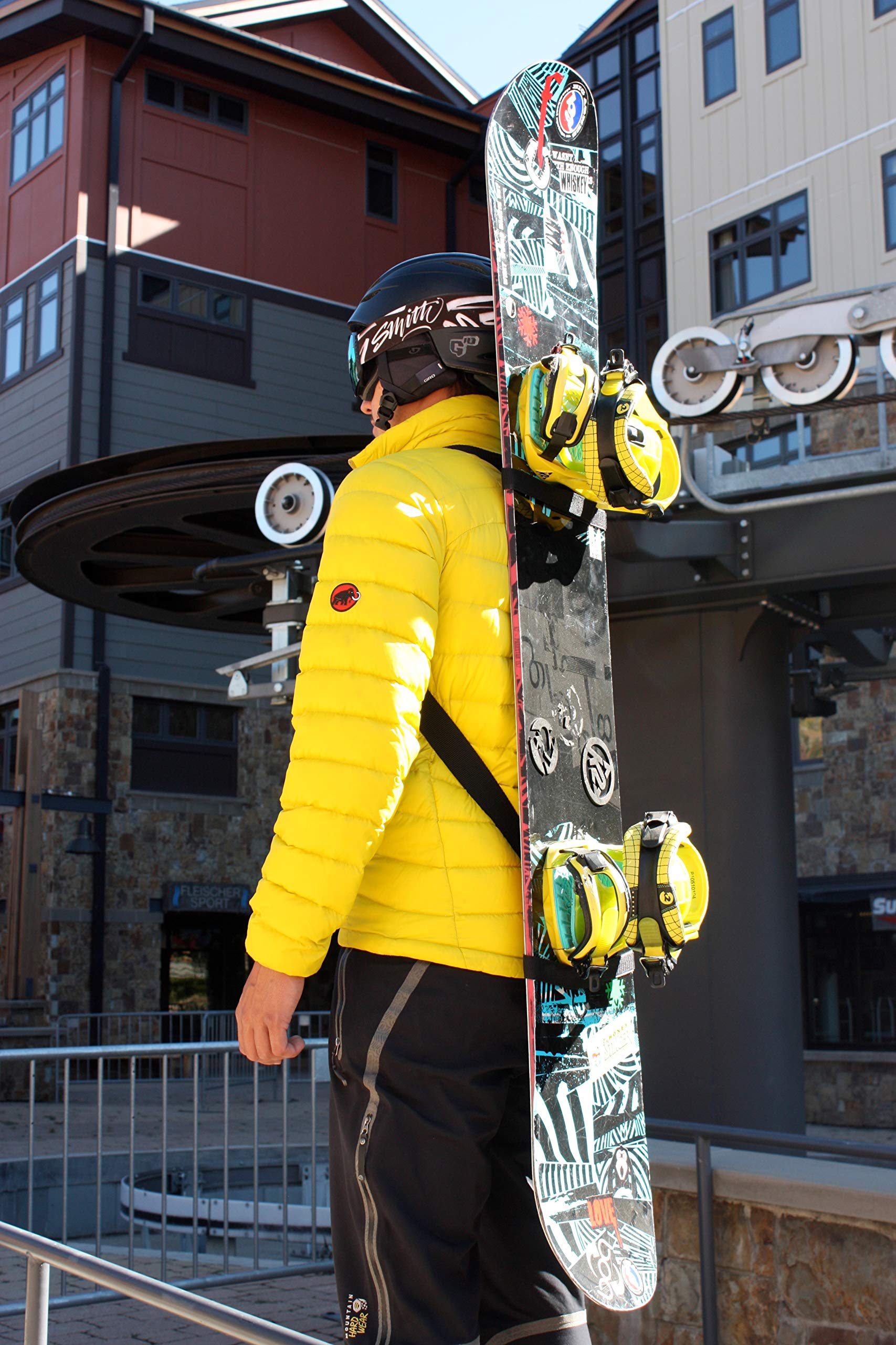 Snowboard Tote Carrier Backpack Sling for Hands Free Hiking Backcountry Lightweight Ski Backpack Compact Shoulder Strap for Carrying Board Easily Transport Gear Adjustable for Adults and