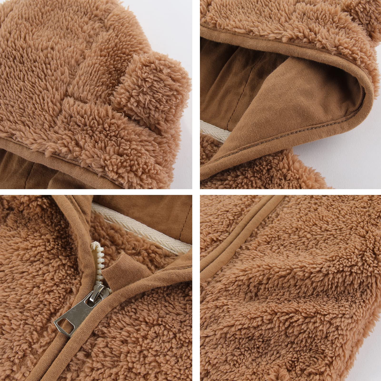 Veste à capuche en polaire pour bébés garçons et filles avec oreilles, vêtement chaud en ourson cartoon avec fermeture éclair, manteau pour nourrissons de 0 à 24 mois