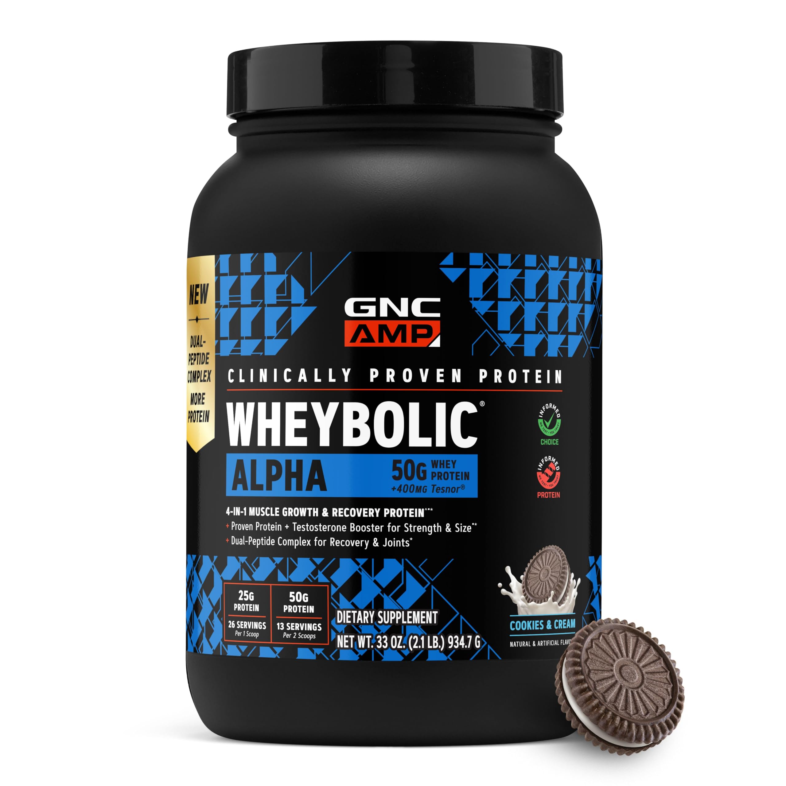 GNC AMP Wheybolic Alpha 2.0, Cookies & Cream, 33 Oz, 13 Servings