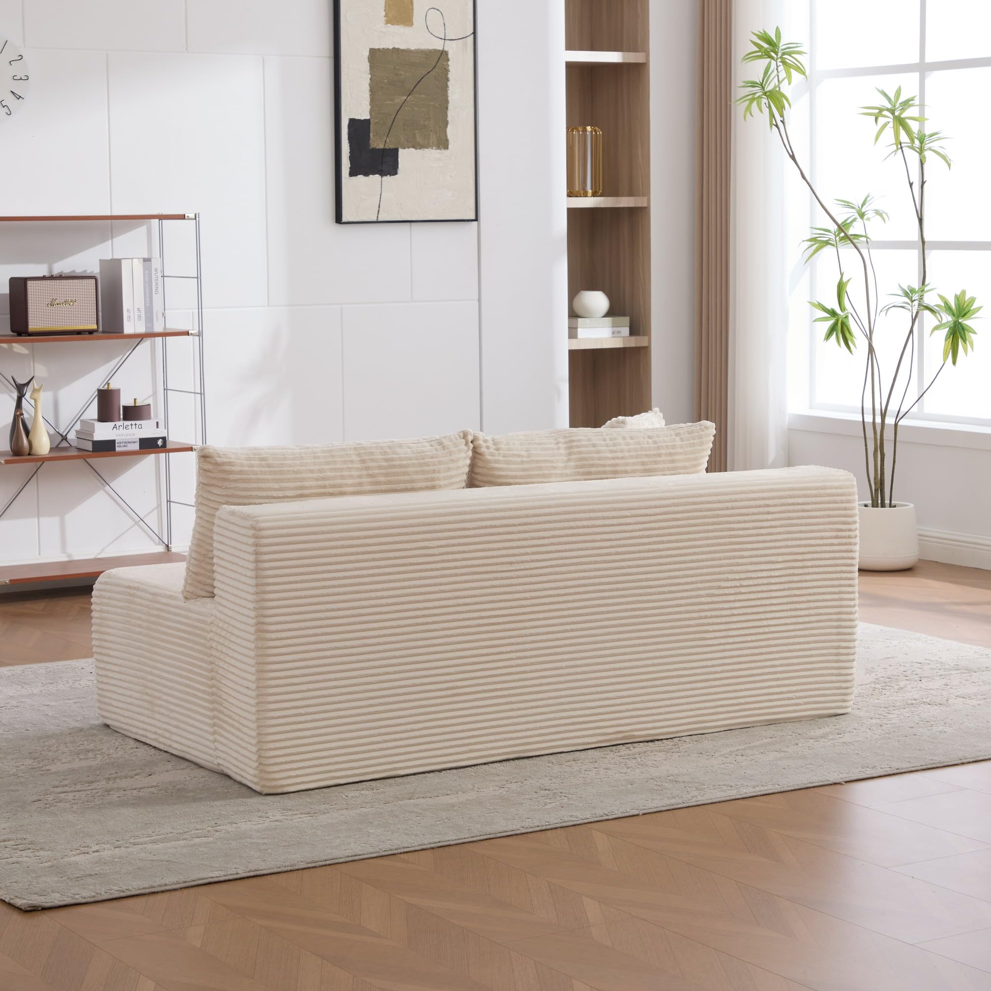 Generisch Sofá de compresión de chenilla beige: Nube suave, sin construcción