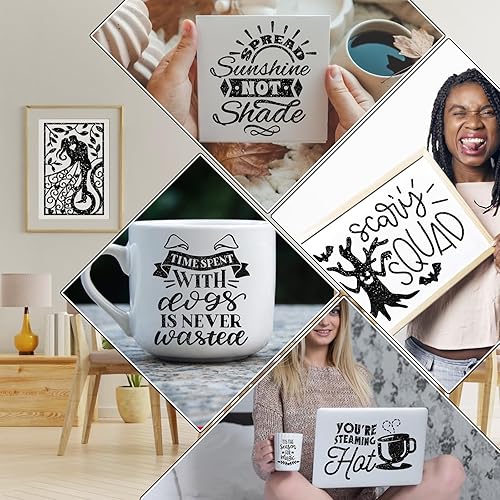 Miniatura 4 de AHIJOY Adhesivo permanente de vinilo negro con purpurina de 12 pulgadas x 5 pies, vinilo brillante brillante para taza, taza, bricolaje, proyecto,