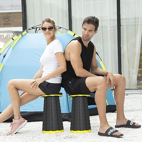 Miniatura 2 de ALEVMOOM Taburete telescópico simple plegable en paquete amarillo taburete retráctil taburete de viaje portátil en gris carga máxima 440 IB