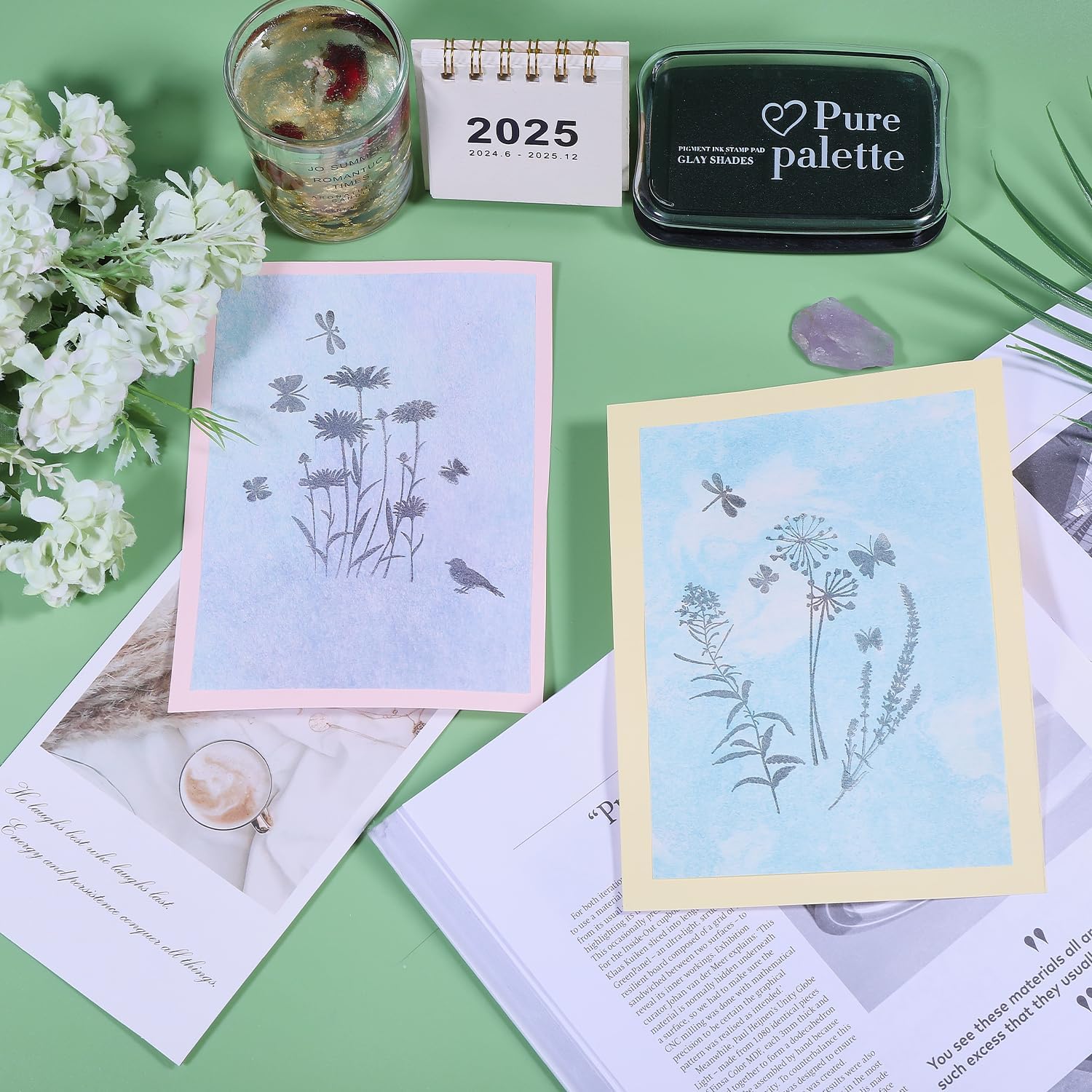 GLOBLELAND Plant Silhouette Silicone Clear Stamp Flowers Leaves Transparent Silicone Stamps Daisy Lavender Wildflower Transparent Stamp for Scrapbook Journal Card Making