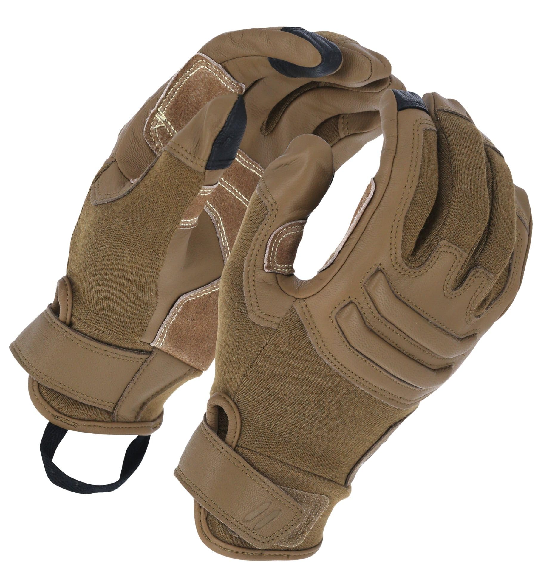 Outdoor Research Ironsight II FR rękawice taktyczne, zmniejszające palność, Nomex i kevlar, skórzana powierzchnia dłoni, palce do ekranu dotykowego, Coyote, L