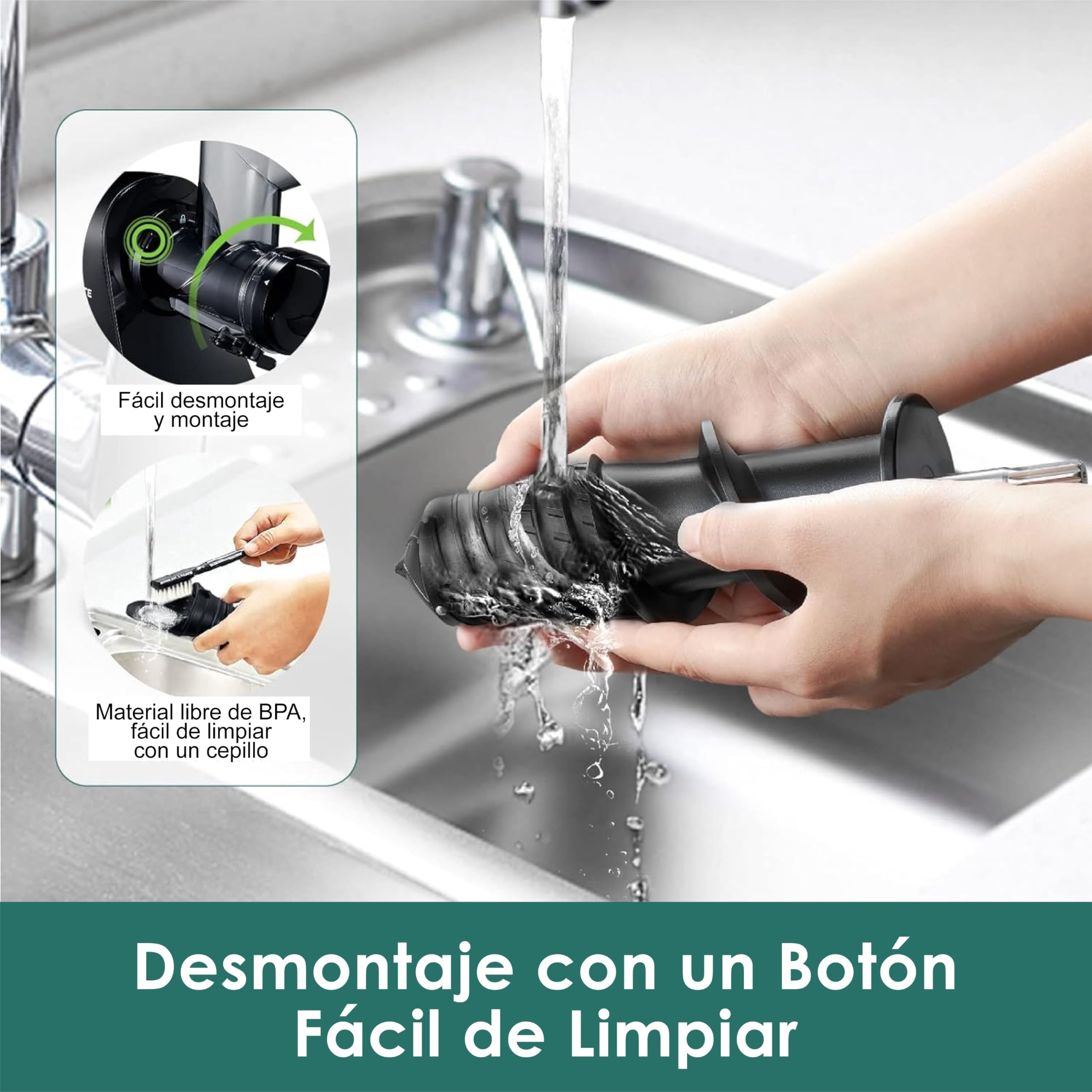 Fretta Extractor de zumos y verduras-Licuadora prensado en frío-Cold press slow juicer machine-El gran canal de alimentación ahorra tiempo y esfuerzo-100% libre de BPA y fácil de limpiar