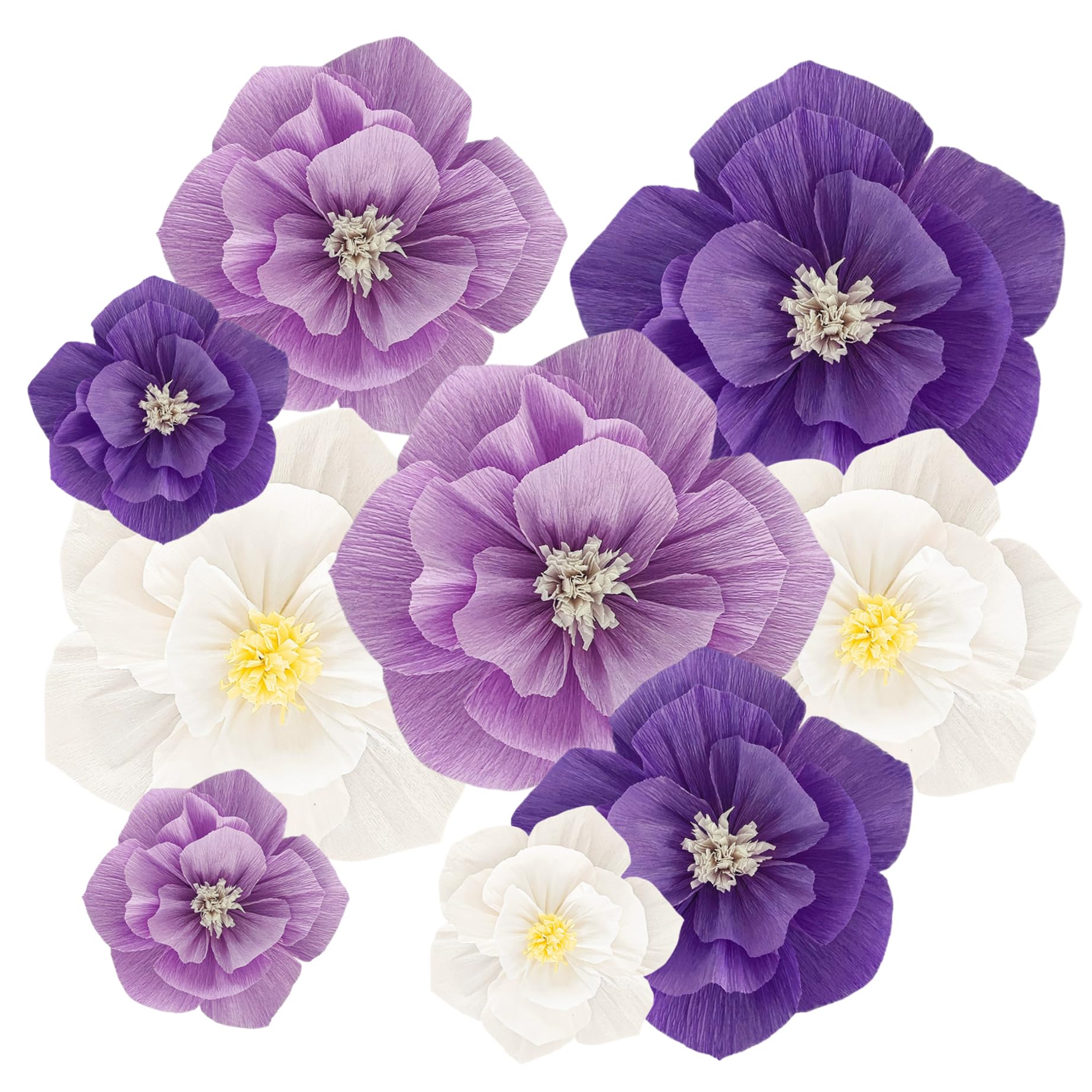 Pineeseatile Tissue Paper Flowers for Wall Decor, 3-Size Set of Giant Realistic Crepe Paper Flowers for Party, Wedding, Home Craft Decorations for Daily Use