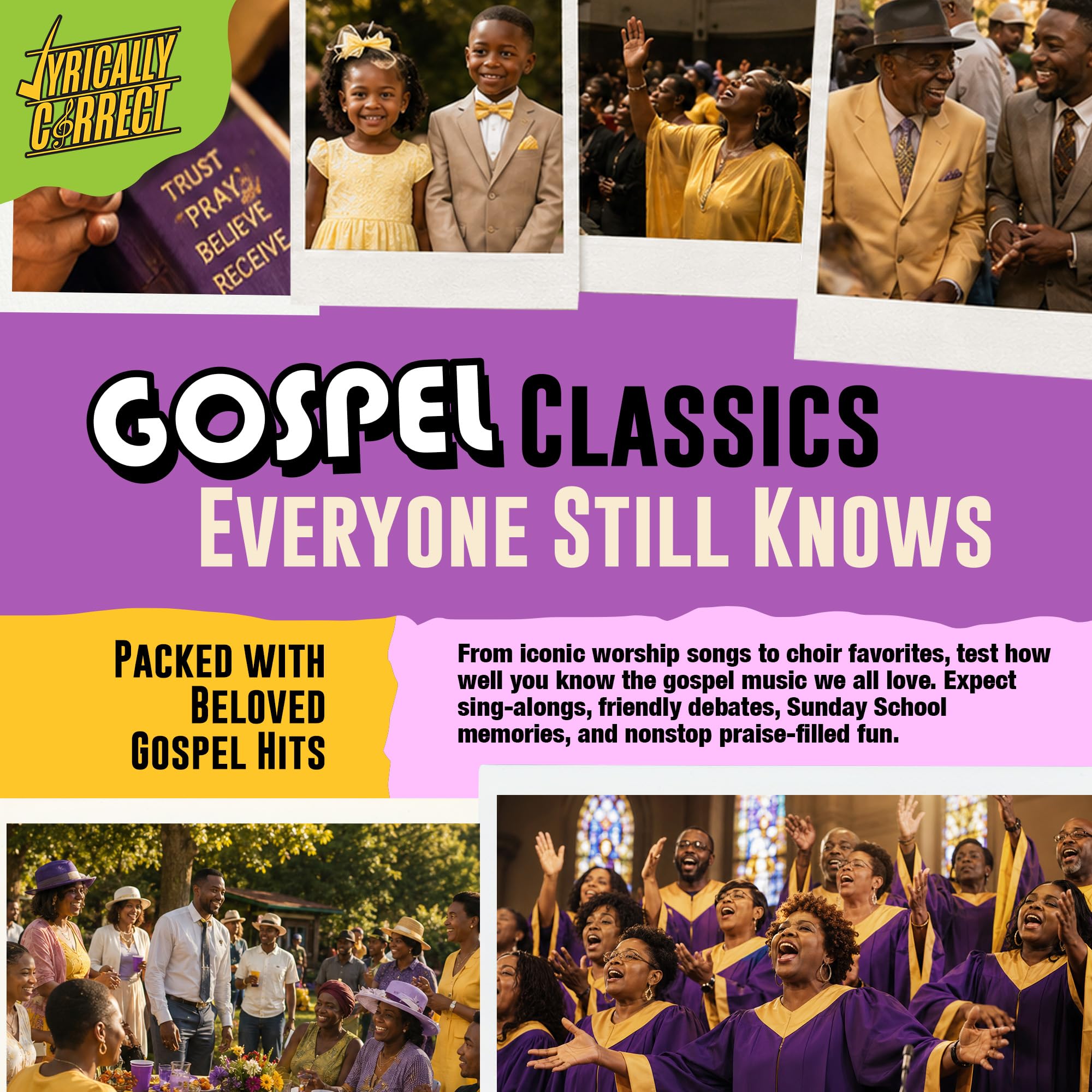 The Revival Gospel Music Trivia Kartenspiel | Multi-Generationen-Familientreffen, Spielabend für Erwachsene und lustige Trivia