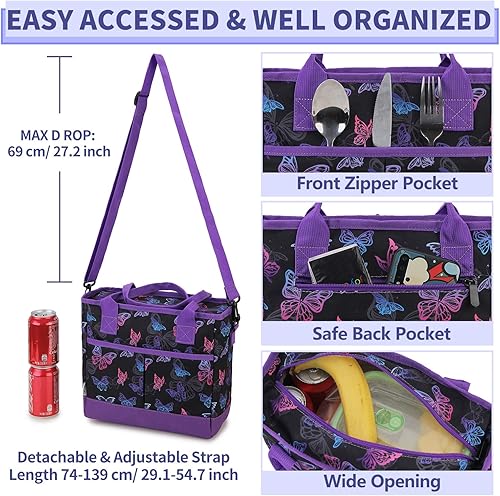 Miniatura 7 de VONXURY - Lonchera térmica para mujer, bolsa de almuerzo grande de alta capacidad con correa de hombro desmontable para el trabajo, universidad,