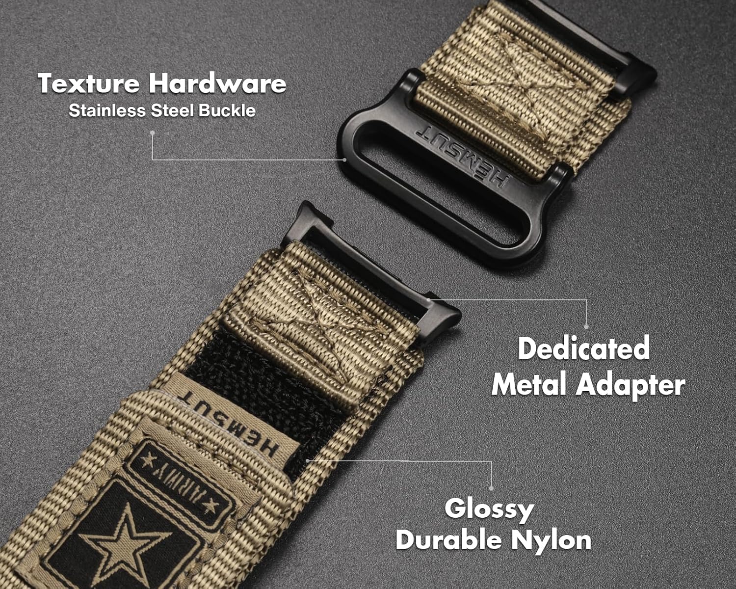 HEMSUT Nylon Watch Band Compatible with Compatible with Galaxy Watch 8 (40mm, 44mm), Watch 8 Classic (46mm) & Galaxy Watch Ultra (1/2) 47mm (2024/2025), Breathable Hook & Loop Strap image 5