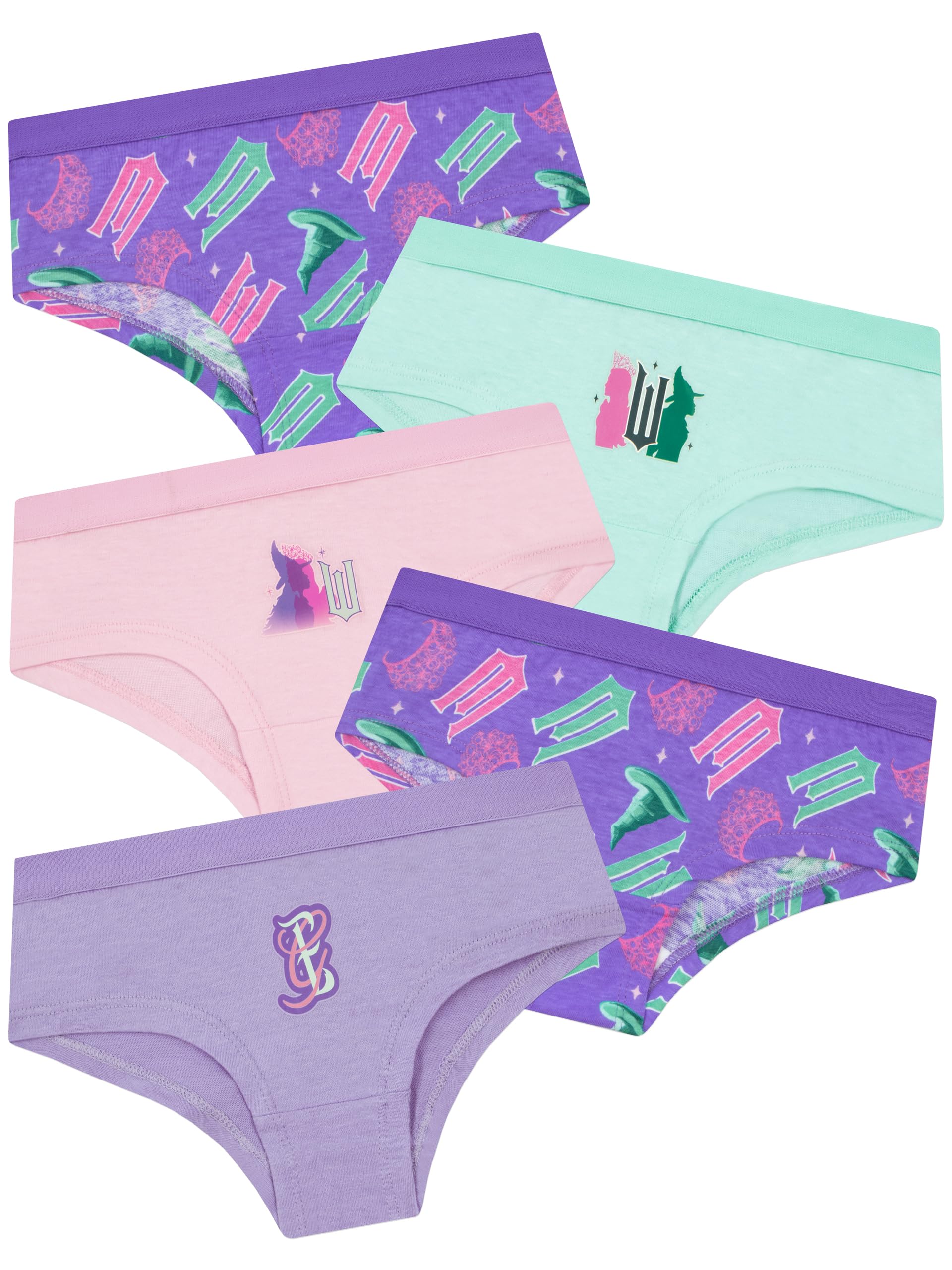 Girls Underwear, 5 Pack Girls Knickers, Glinda And Elphaba Kids Underwear, Ages 5 To 13 Years