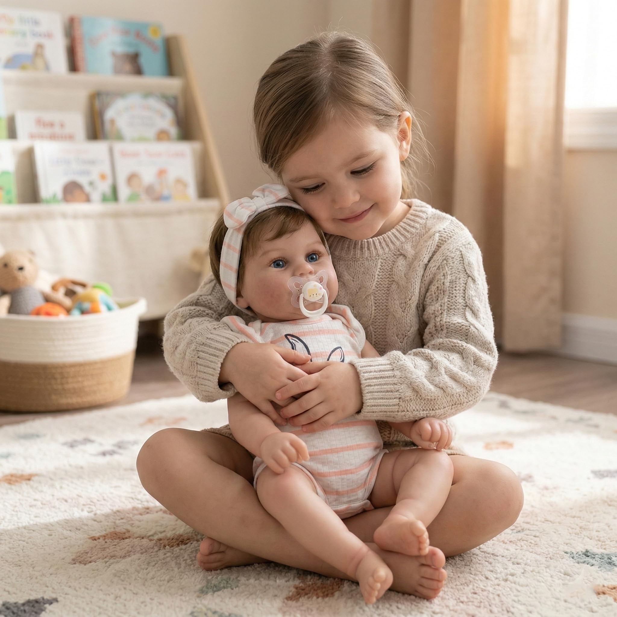 MineeQu Hand Capelli radicati realistiche Bambole Reborn 43 cm Corpo intero in vinile Anatomicamente corretto Bambole neonato Sorridendo doll d'arte per ragazze Sicuro per i bambini dai 3 anni in su