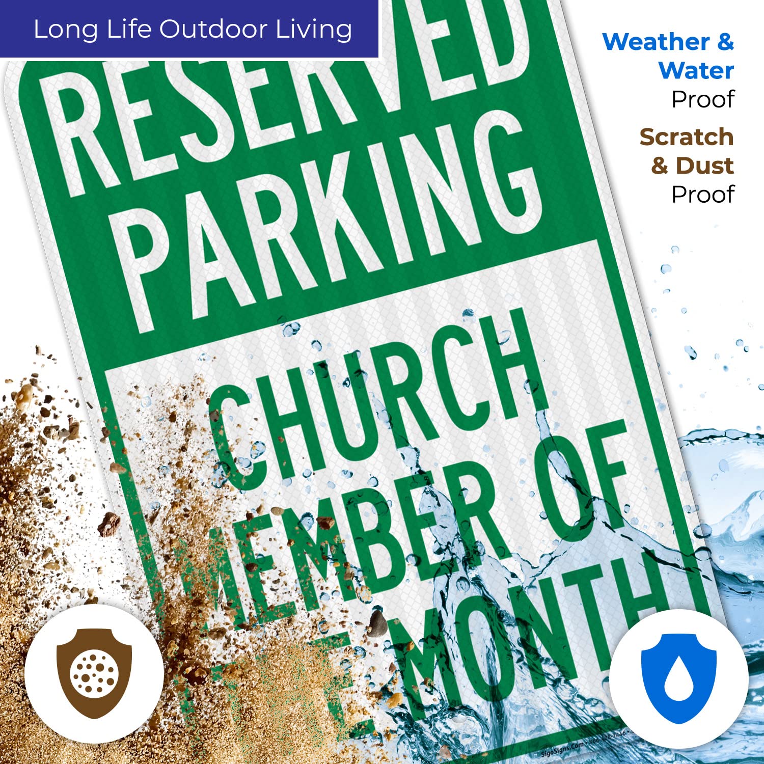 Reserved Parking Church Member of The Month Sign, 12x18 Inches, 3M EGP Reflective .063 Aluminum, Fade Resistant, Made in USA