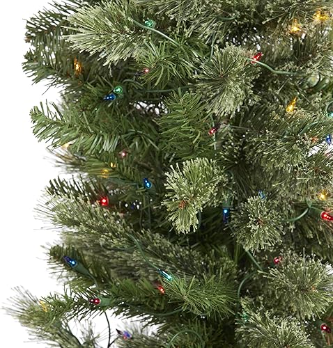 Miniatura 51 de Home Heritage Árbol de Navidad artificial Stanley de 7 pies, preiluminado con conos de pino y bayas, 350 luces incandescentes blancas y 335 puntas