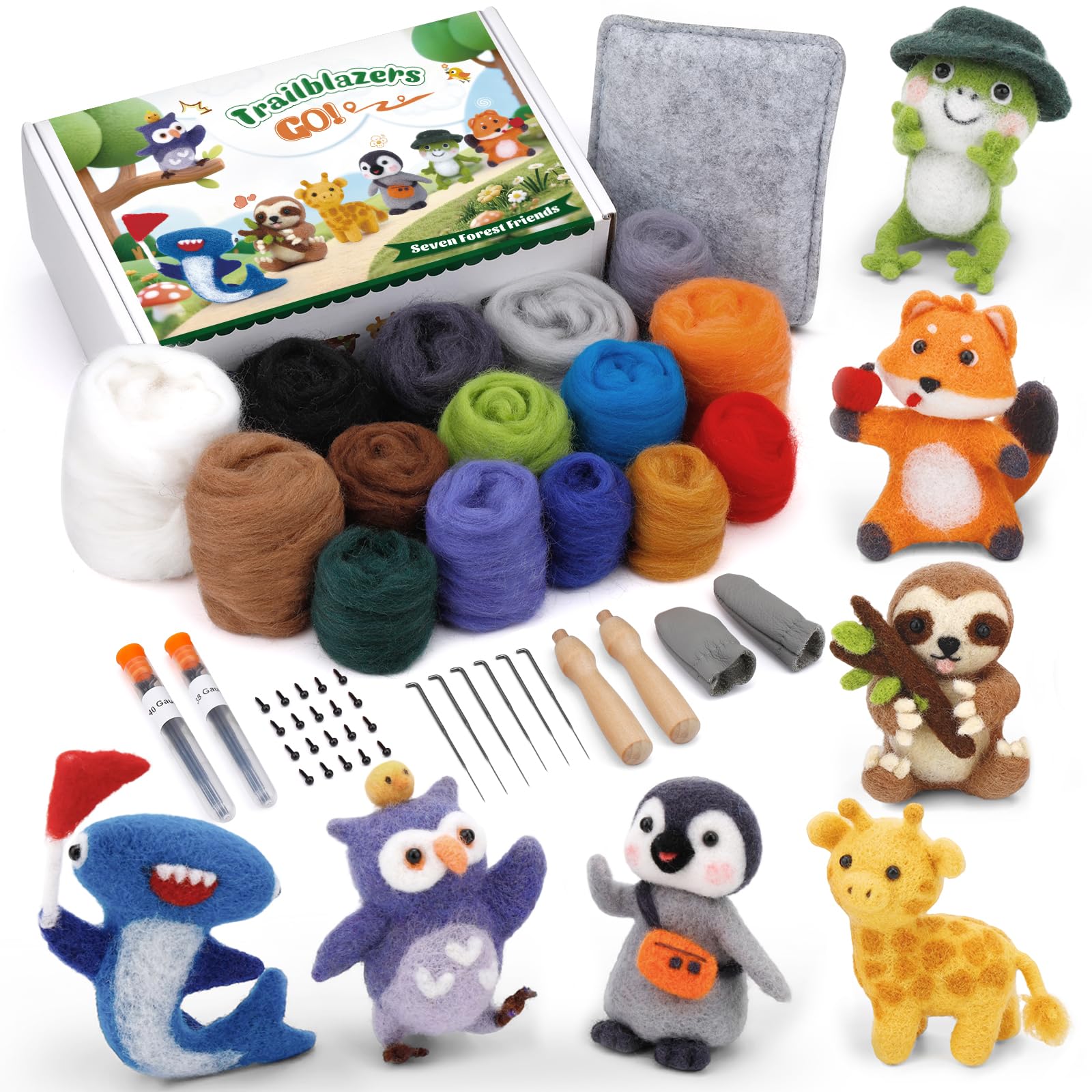 Needle Felting Starter Kit - 7 Cute Buddies -1