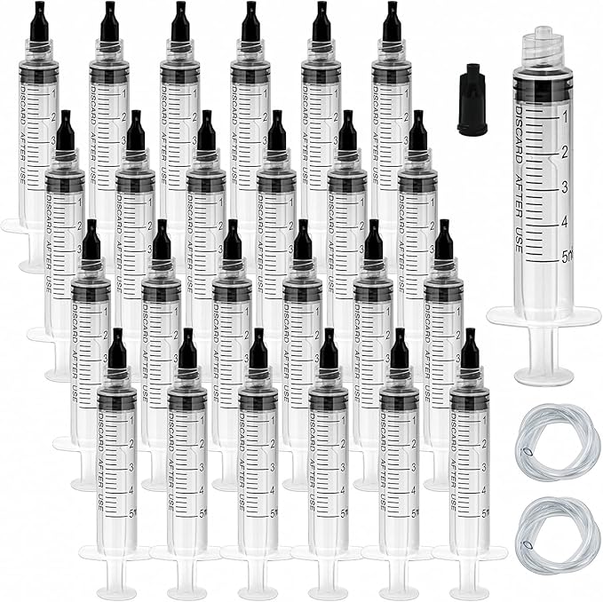 30 Pack 5ml Plastic Syringes with Tube, Luer Lock Syringes with Cap
