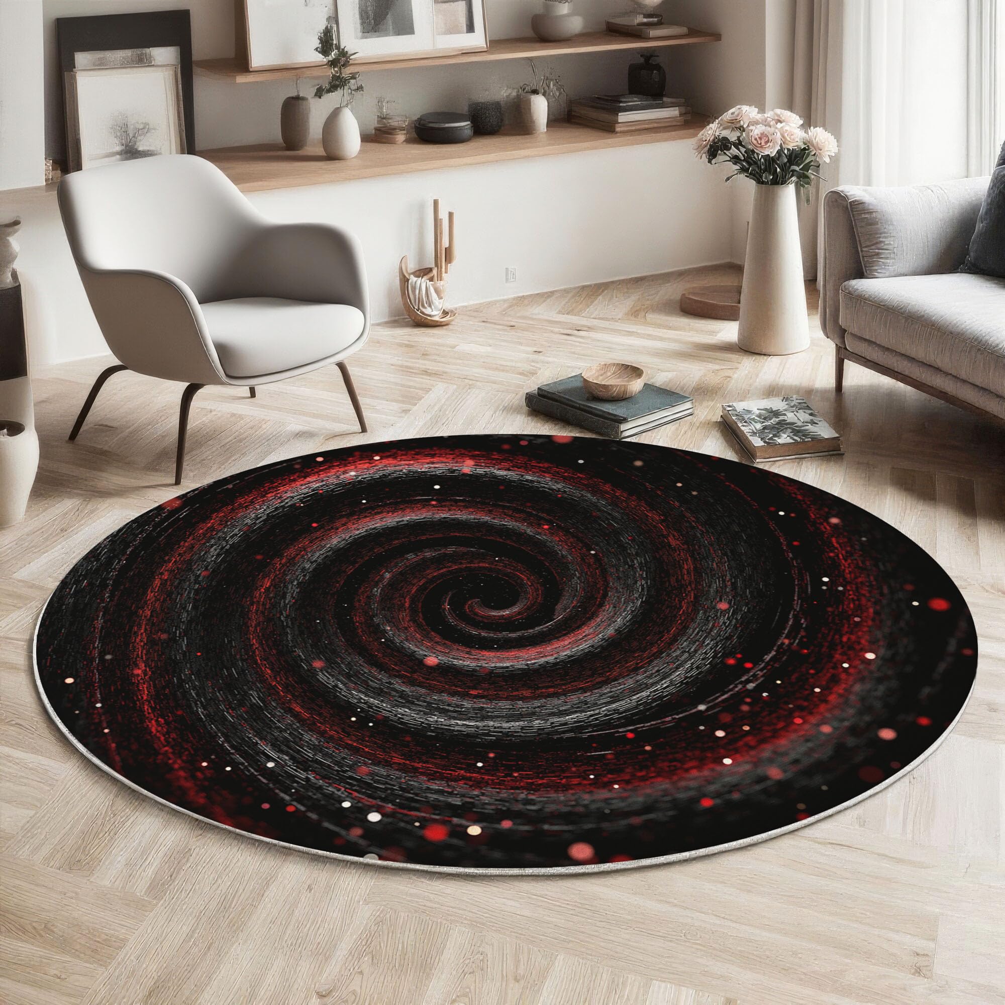 Tapis rond 100cm science-fiction sans perte de poils avec dos antidérapant