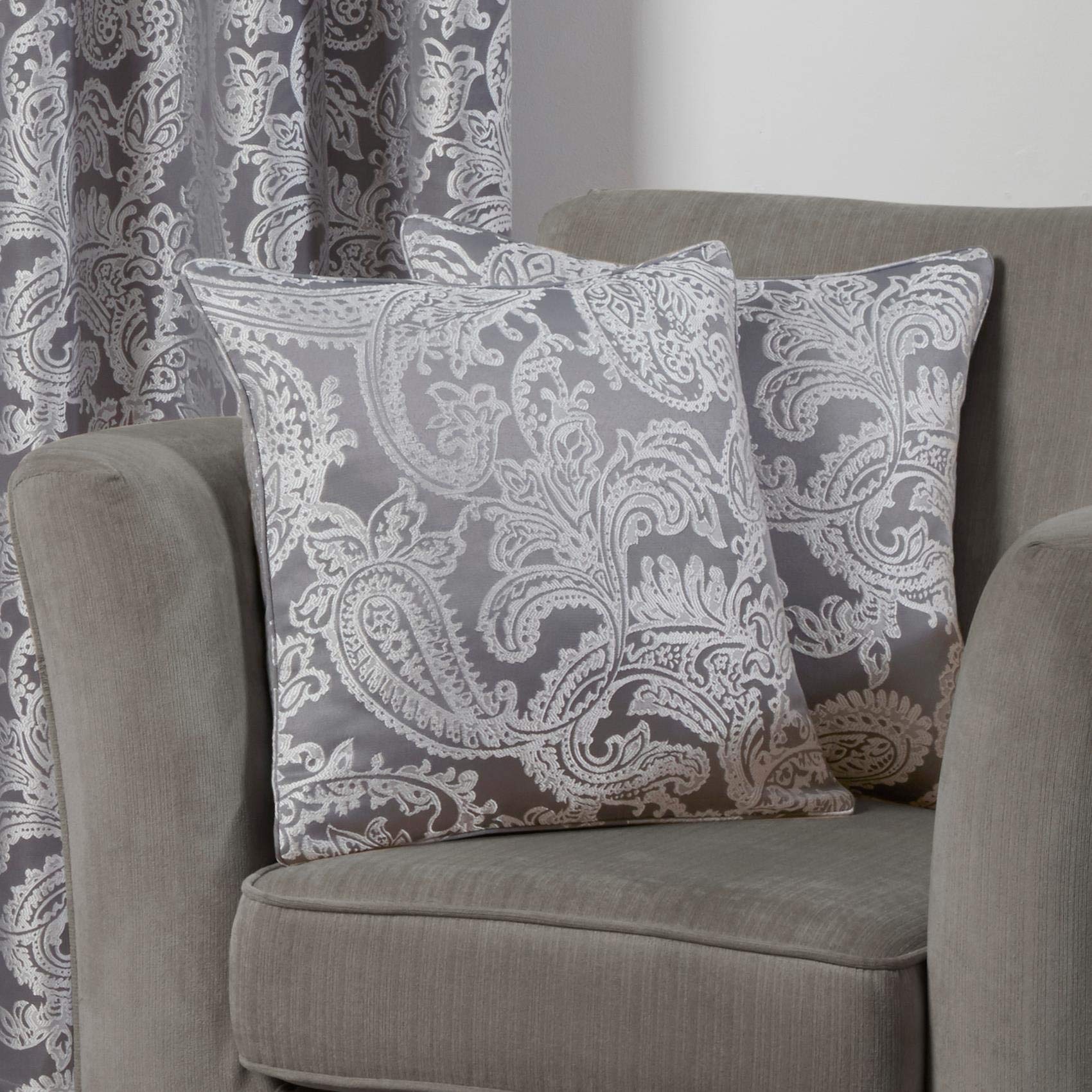 Emma Barclay Grey Duchess - Jacquard Cushion Cover In Silver - 17X17 (43X43cm)