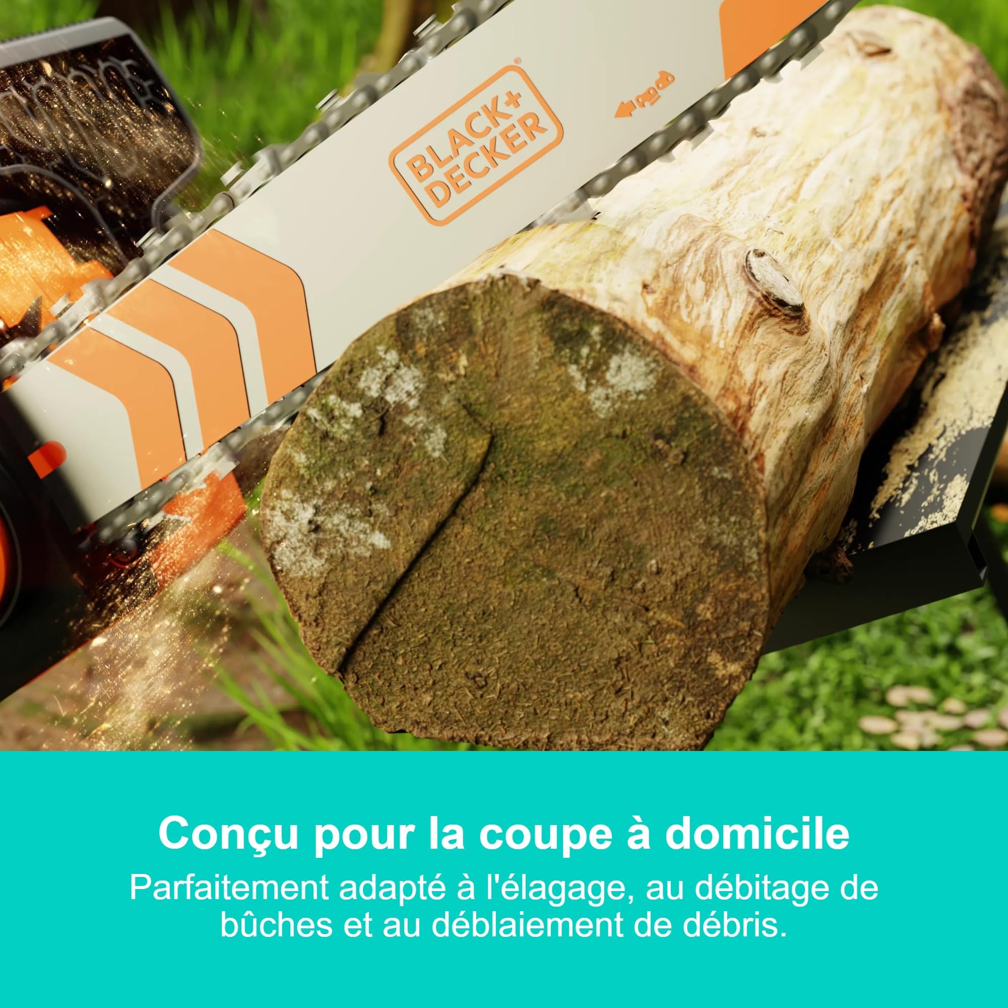 BLACK+DECKER Tronçonneuse électrique filaire 1800W 35cm avec frein de chaîne, BECS1835-QS