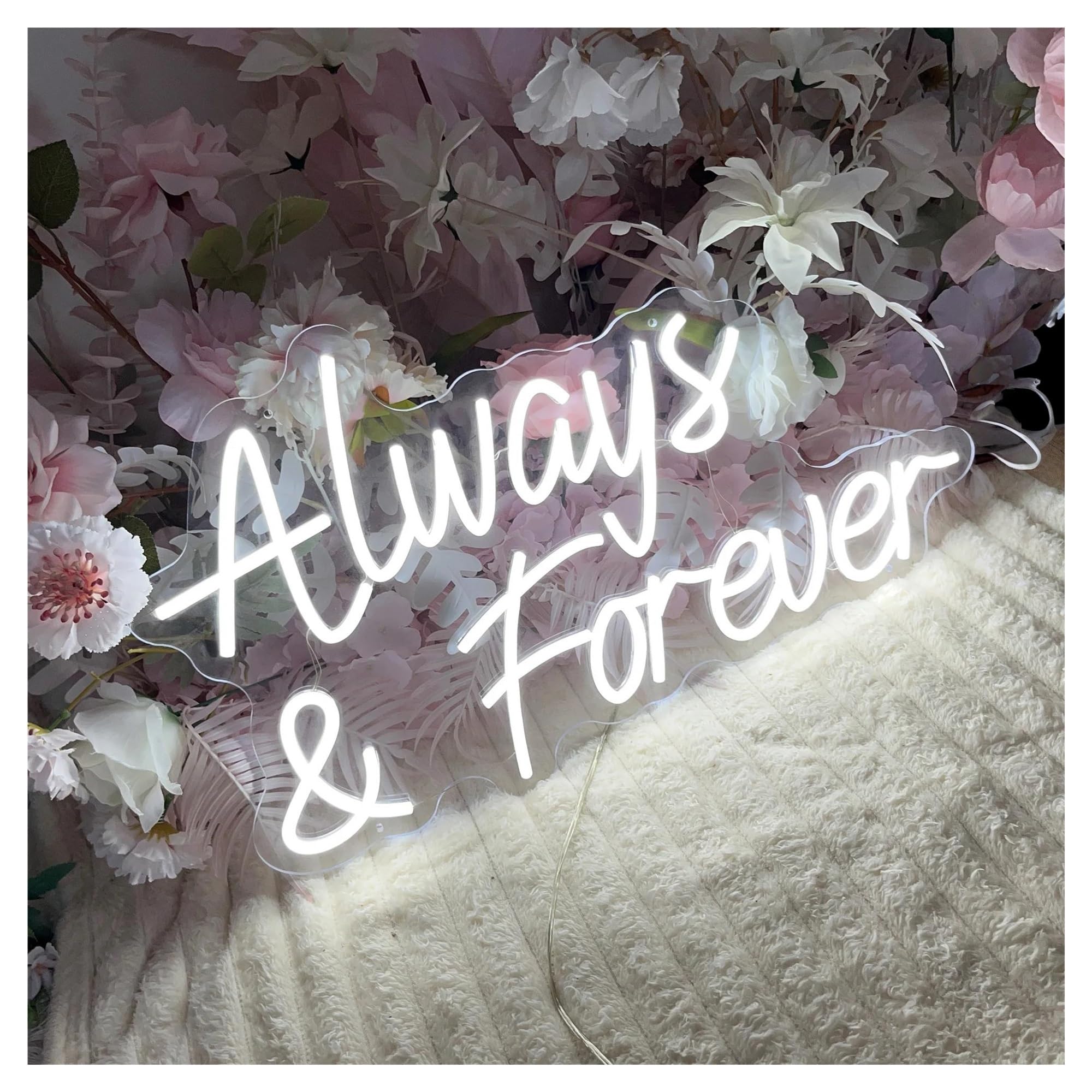 Leuchtreklame Always & Forever Neonschild LED-Licht Dimmbar Für Valentinstag, Hochzeit, Romantisches Paar, Schlafzimmer, Party, Wanddekoration, Lampe, 19.69inx11.81in