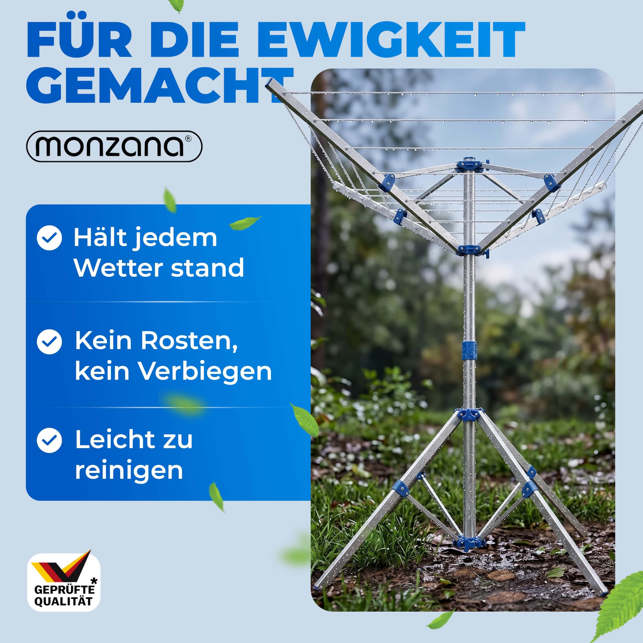 Monzana Wäschespinne Höhenverstellbar Camping Wäscheständer Wäscheleine Garten