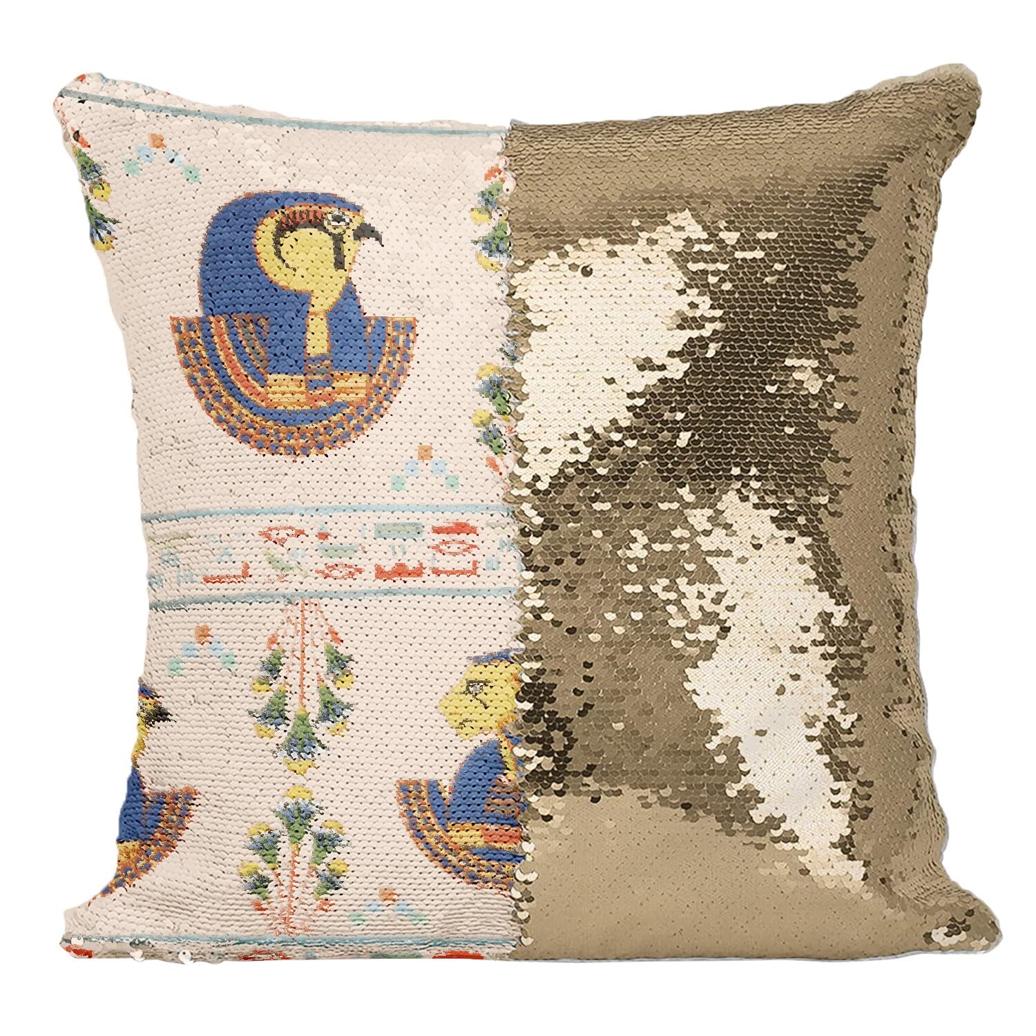 Coussin magique paillettes dorées motif égypte idée cadeau originale