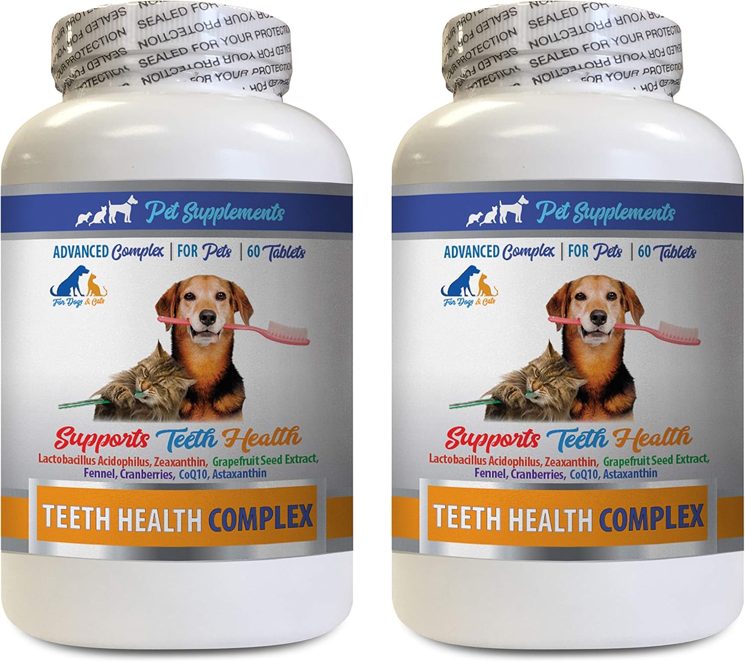 Bad Breath cat Treats - Pets Teeth Health Complex - for Dogs and Cats - Support Oral Care - Vitamin c for Cats - 2 Bottles (120 Tablets)