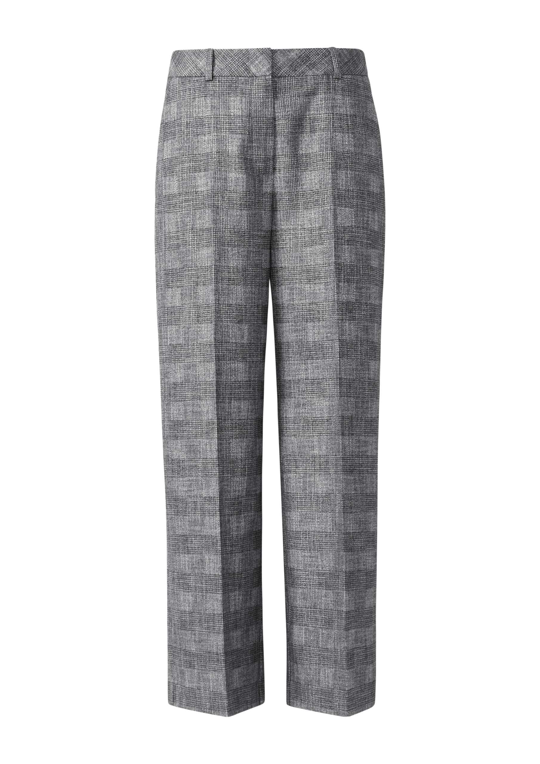 Comma Damen Hose Ankle-Hose mit Wide Leg und Karomuster