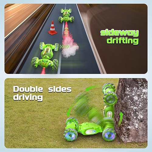 Miniatura 5 de Autos de acrobacias a control remoto, conducción de doble cara, giro de 360 grados, juguete giratorio todo terreno, auto todoterreno con detección
